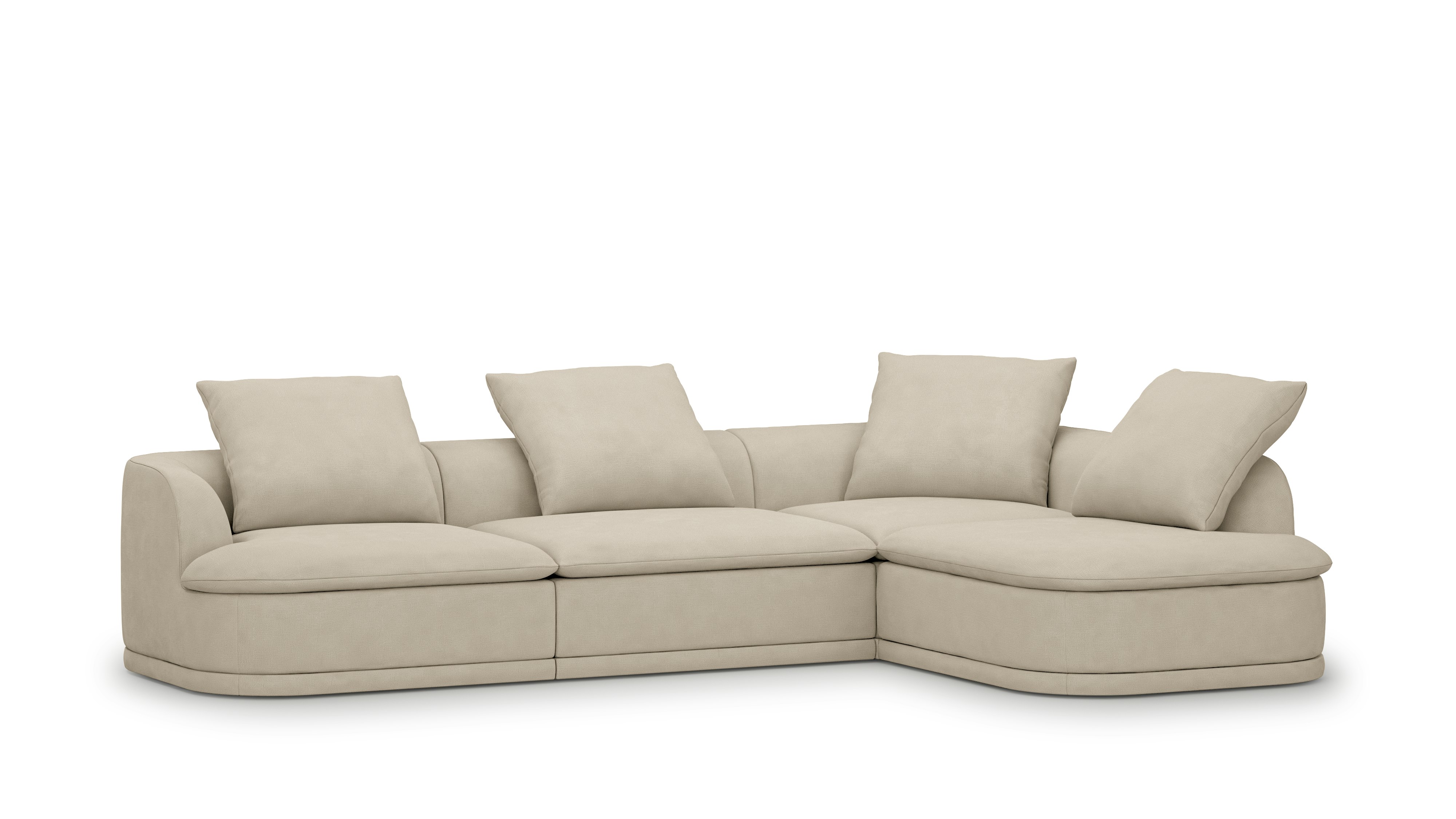 An Atlason Composed Modular Sofa L-Sectional - Right in Robusta  Linen viewed from an angle.