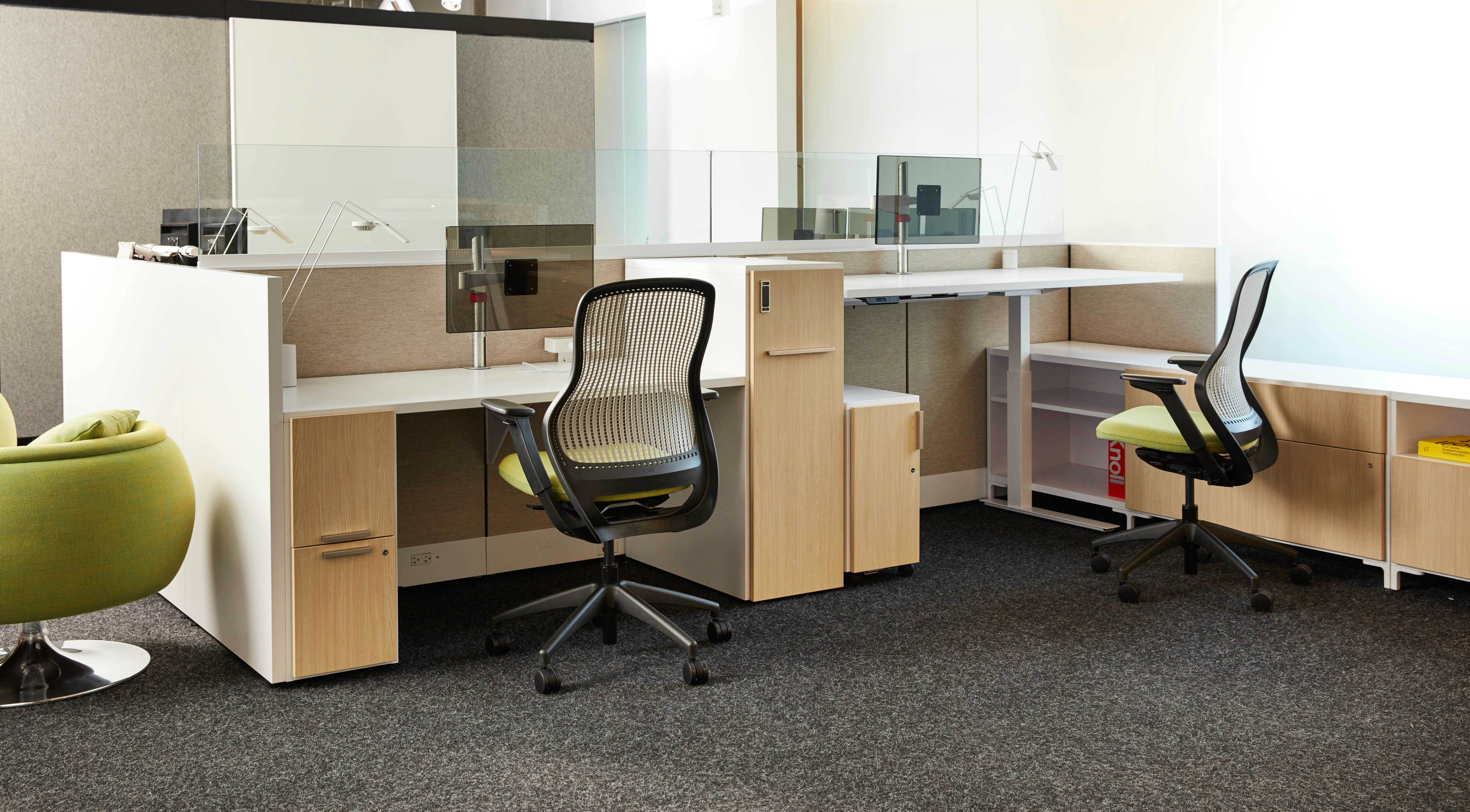 neochon showroom 2017 efficient planning anchor storage anchor tower anchor credenza ReGeneration by Knoll tone height adjustable table sapper monitor arm