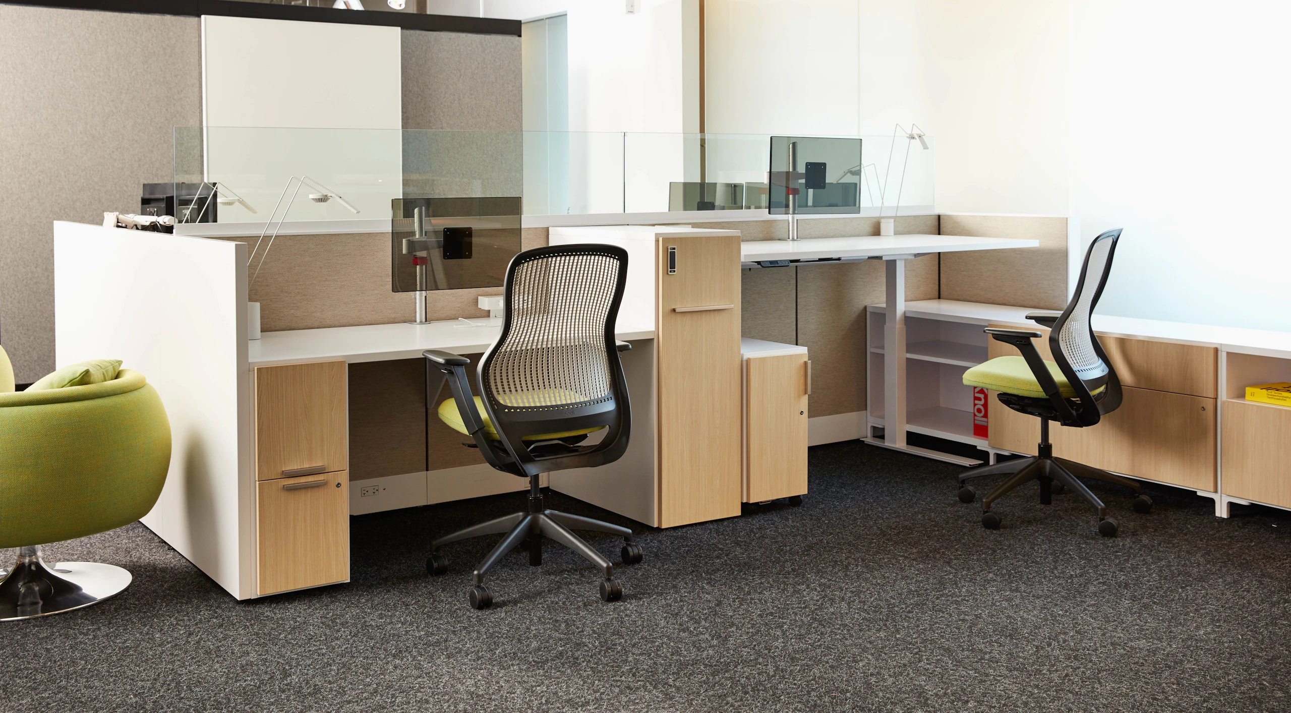 neochon showroom 2017 efficient planning anchor storage anchor tower anchor credenza ReGeneration by Knoll tone height adjustable table sapper monitor arm