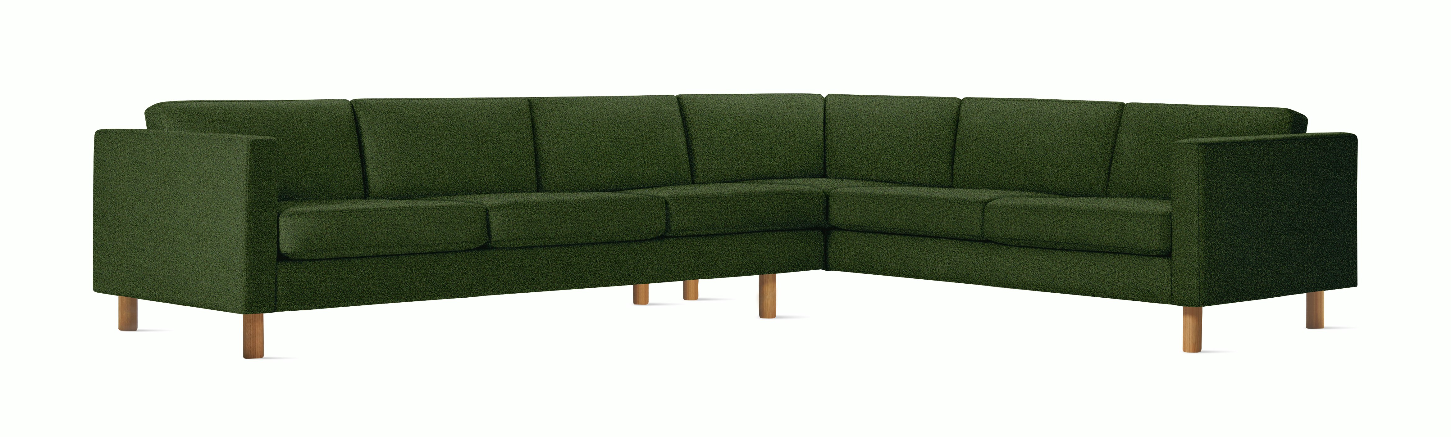 Lispenard Sectional in green fir color with 6" legs.