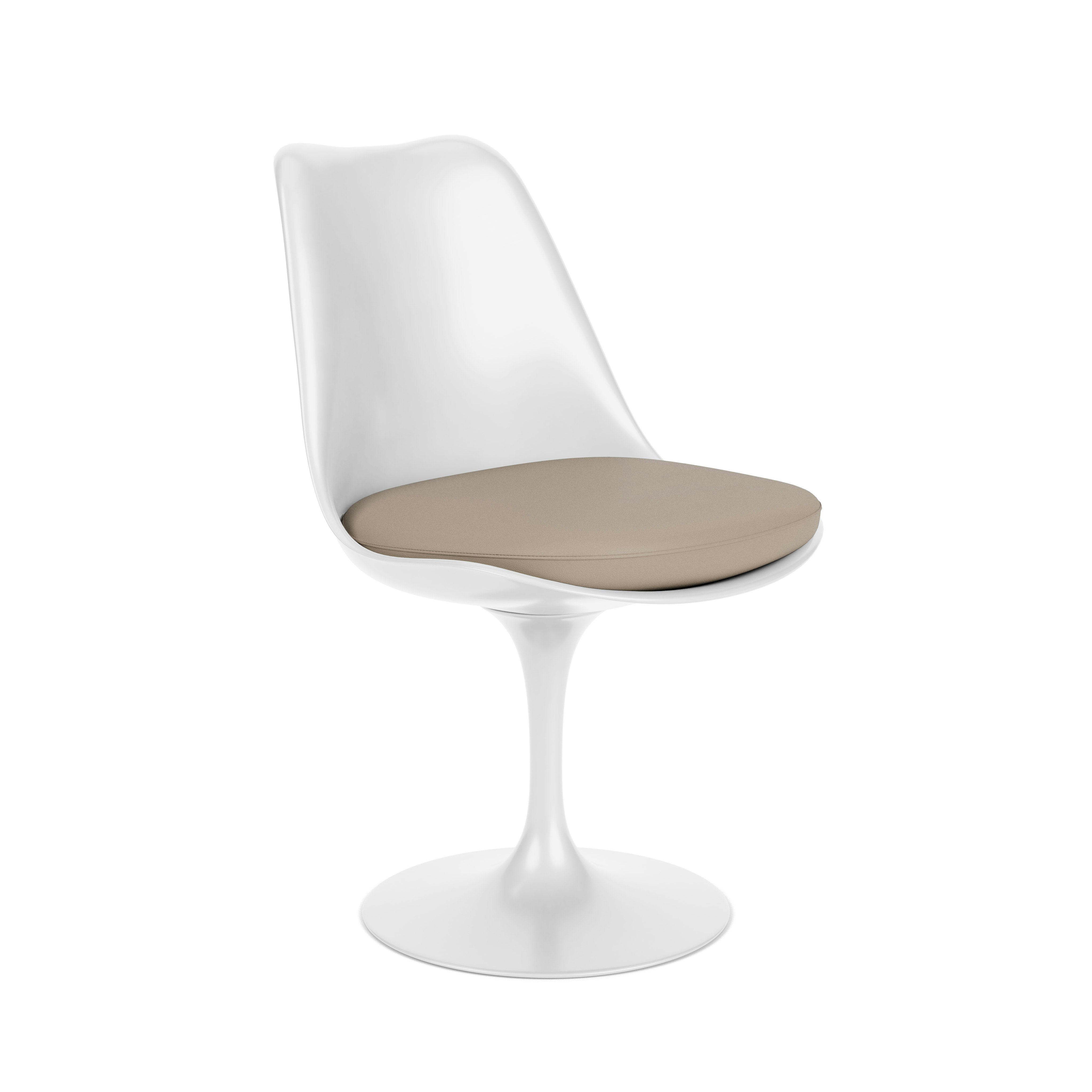 Saarinen Tulip Side Chair - Side Chair, Seat Cushion, Fixed, Acqua Leather, Tahiti, White