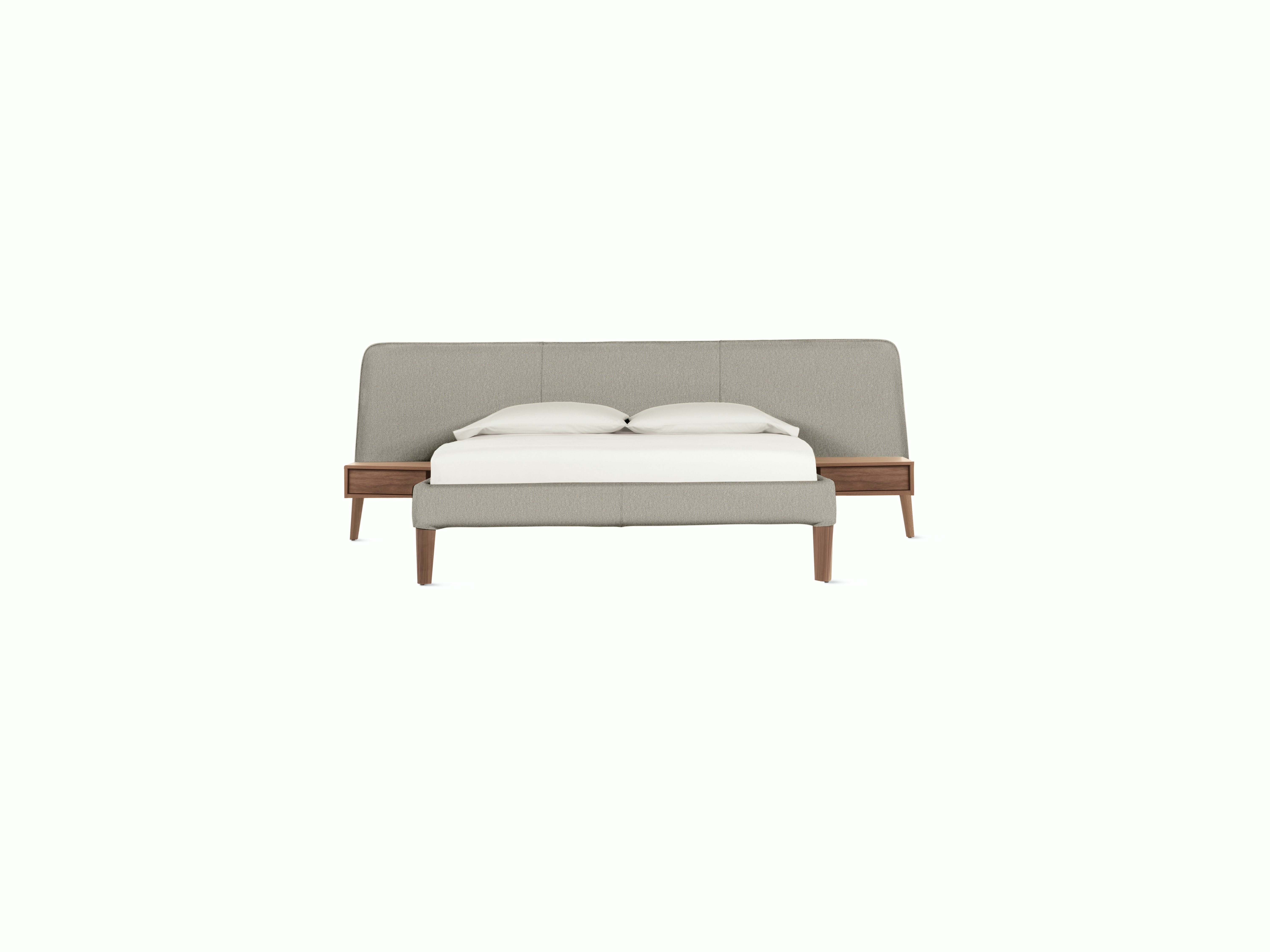Parallel Bed - Wide, Queen, Album Linen, Wisp, Walnut