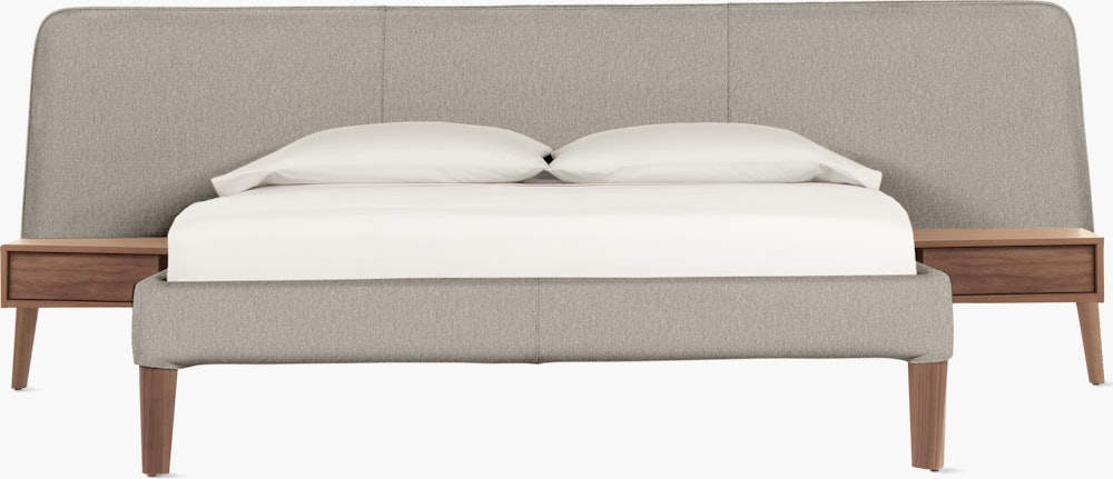 Parallel Bed - Wide, Queen, Album Linen, Wisp, Walnut