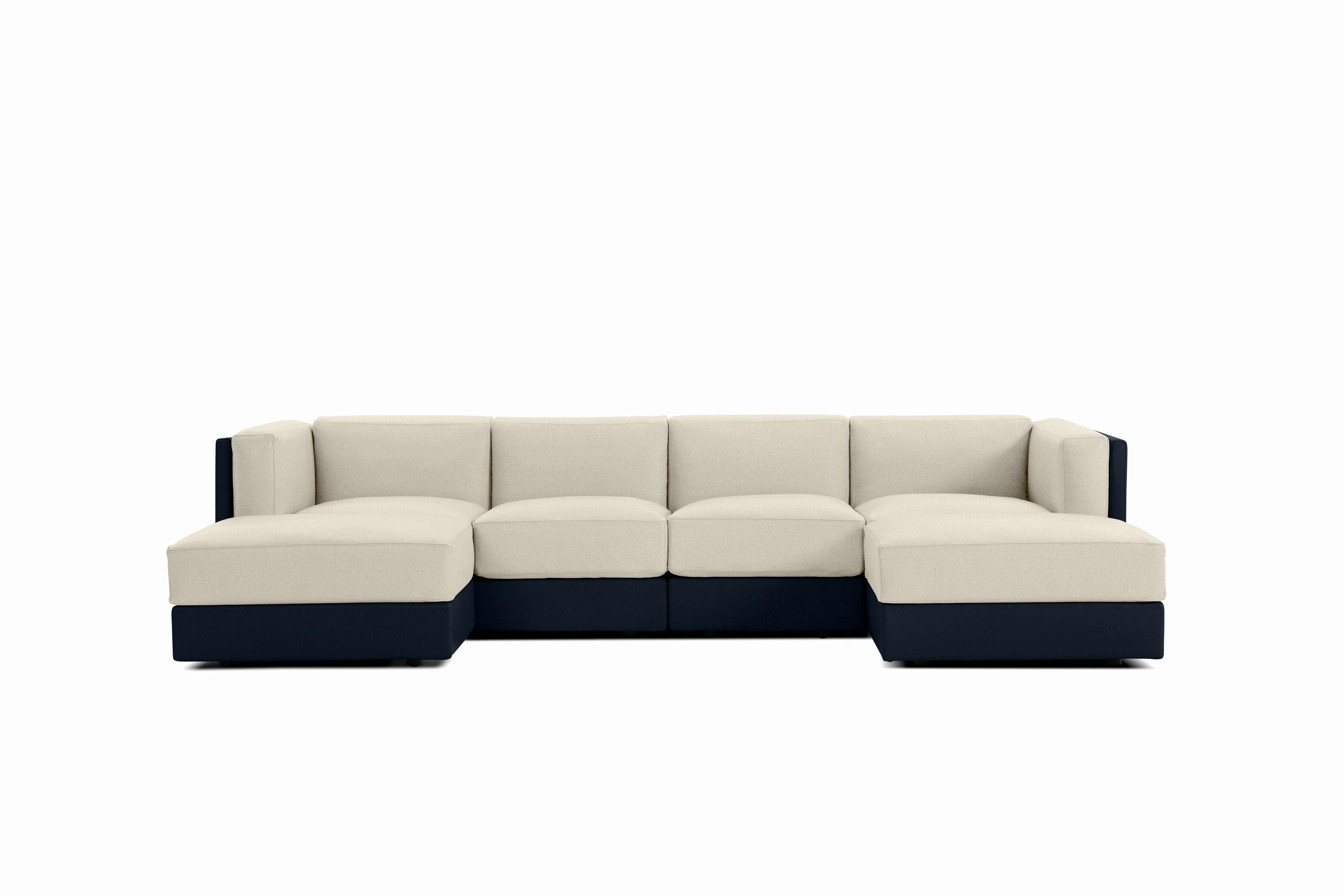 Symme Double Chaise Sectional - Leather Frame