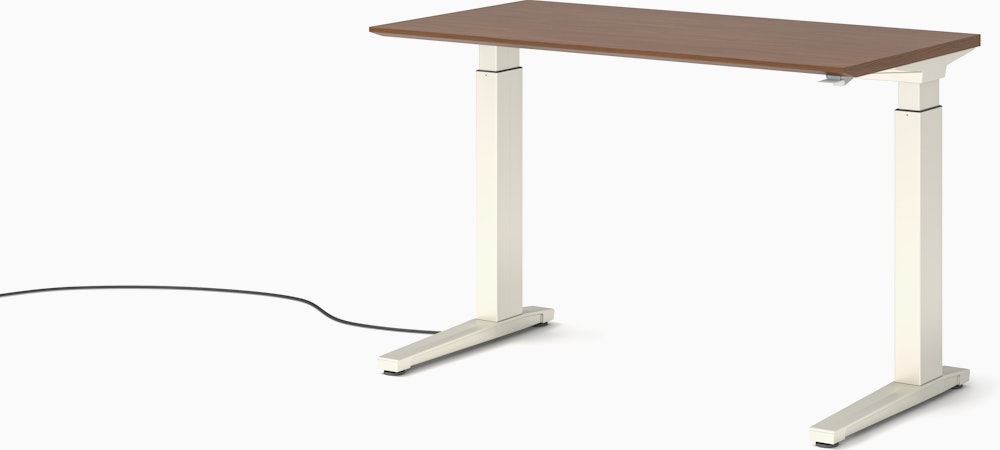 Renew Sit-To-Stand Desk - 23x46,  Veneer Walnut White,  Hidden Power