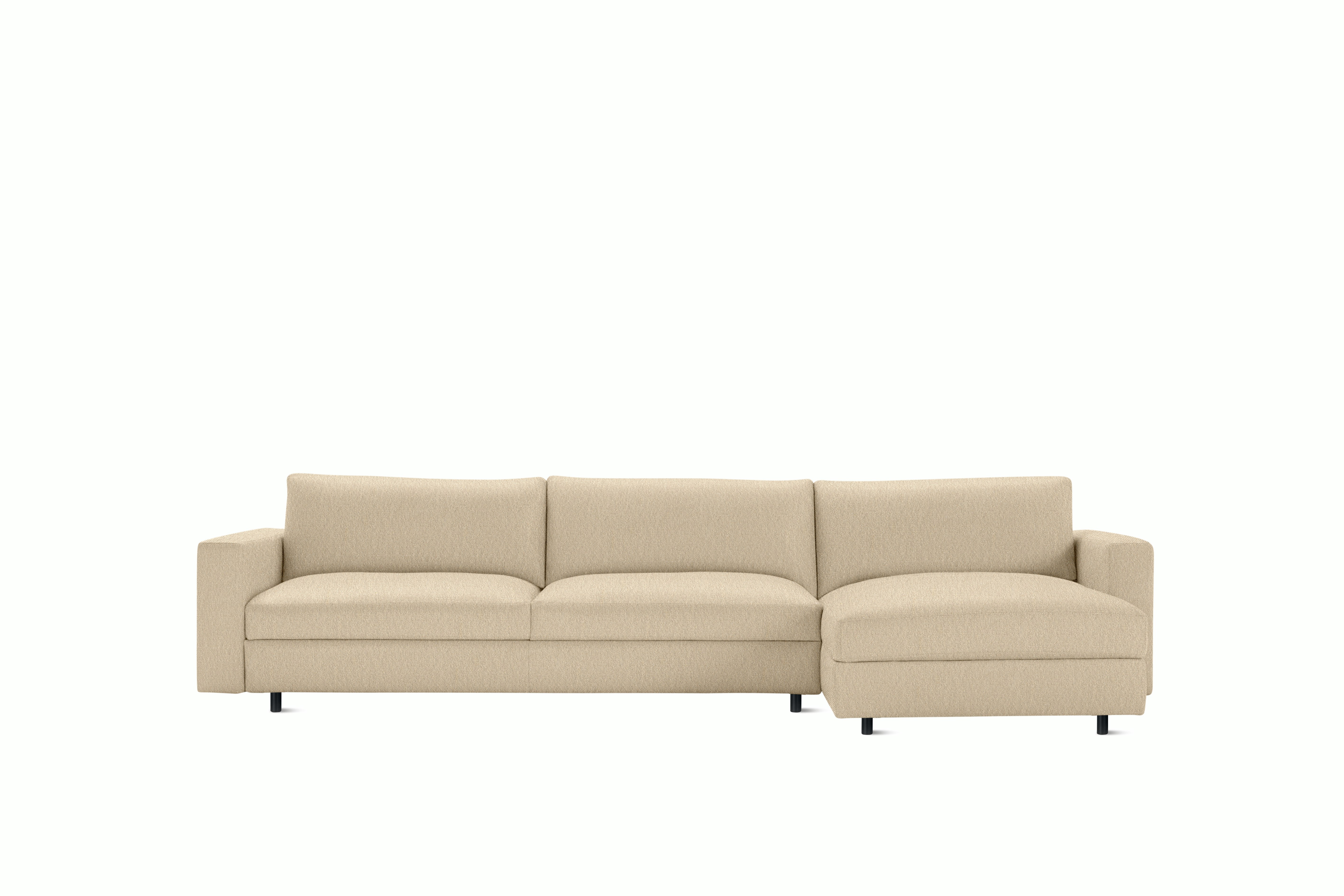 Reid Sleeper Storage Sectional - Right,  Album Linen,  Straw with tubular leg