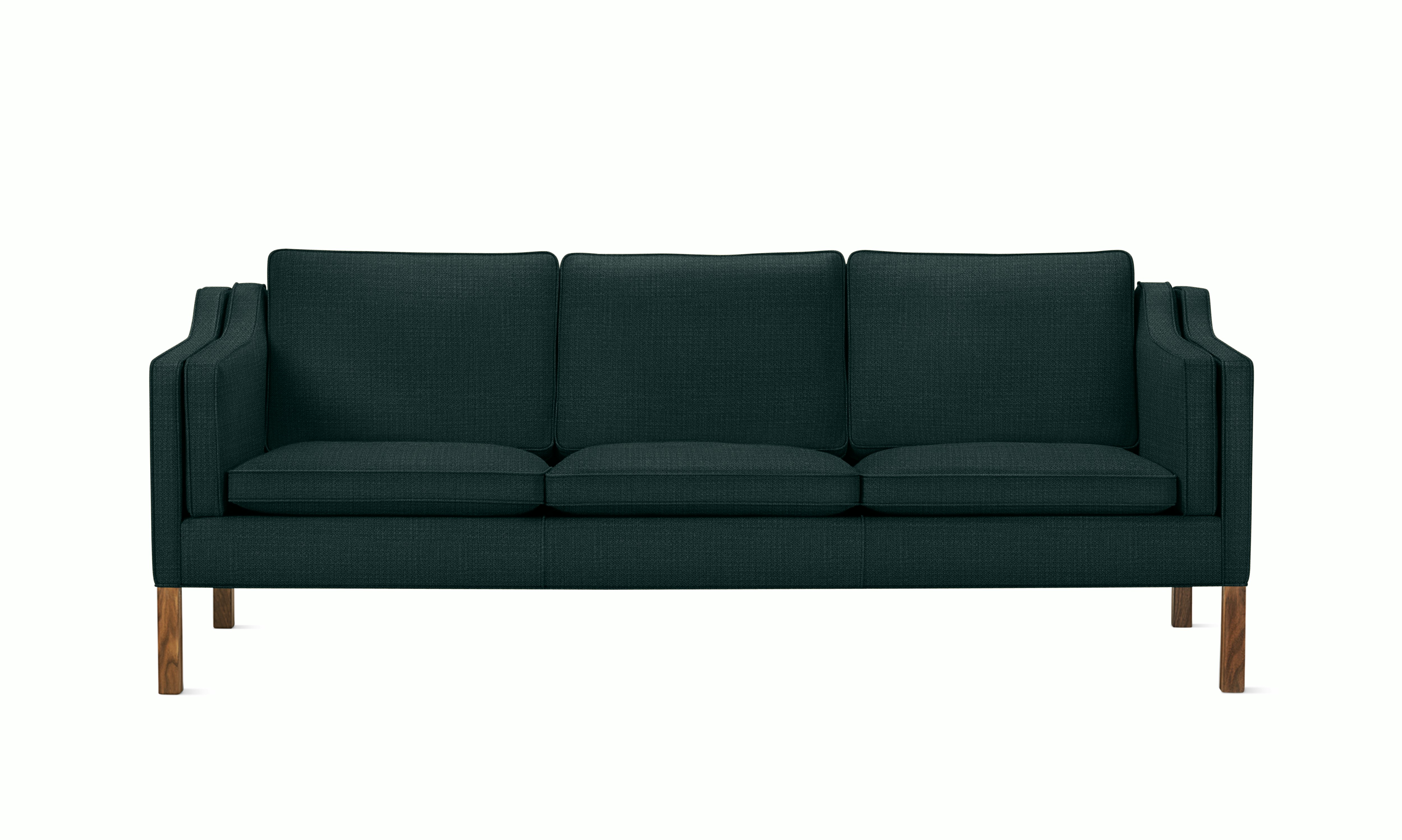 A Mogensen Sofa in walnut f viewed from the front.