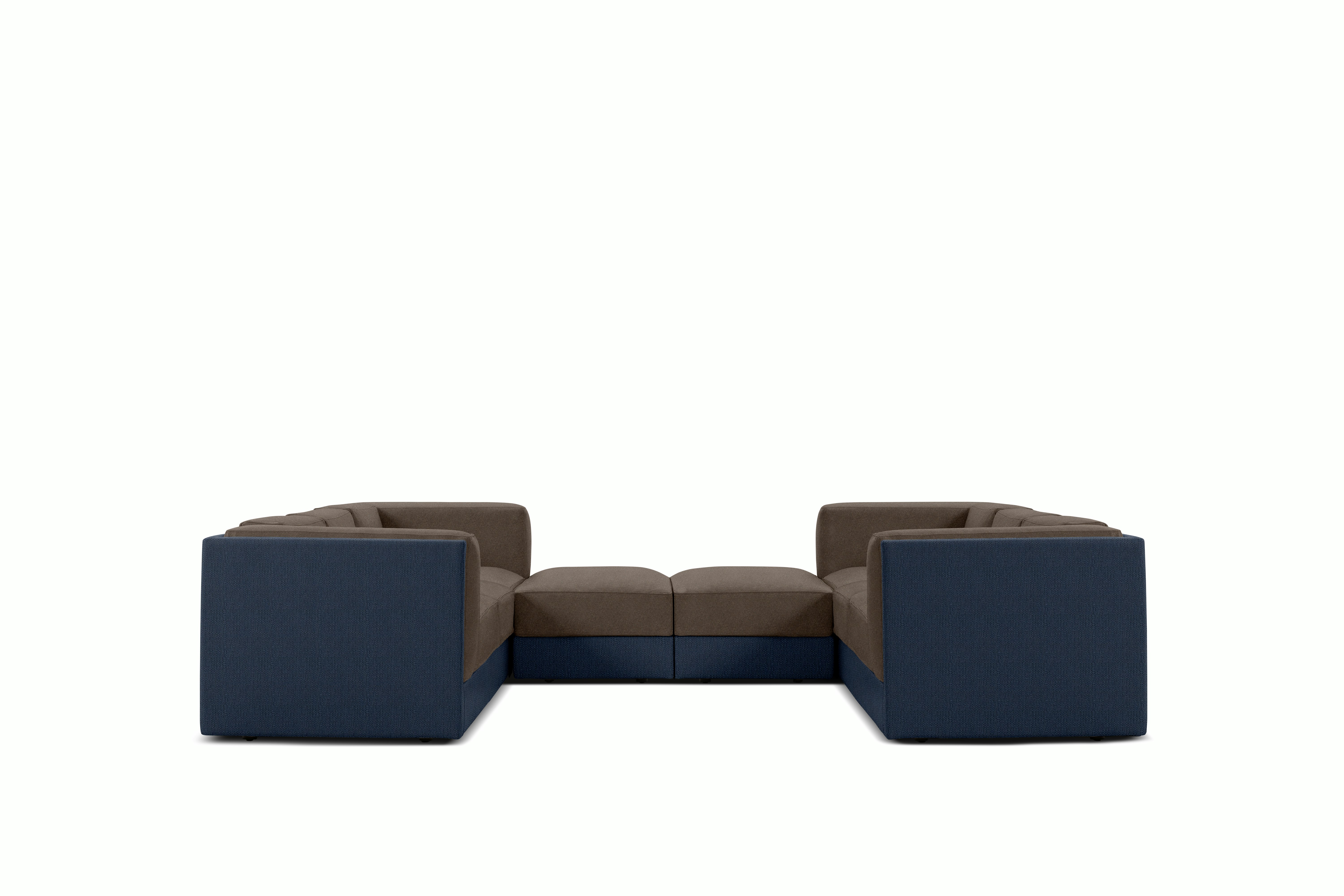 Symme U-Sectional - Fabric Frame,  Pebble Weave,  Lapis,  Pecora,  Chocolate