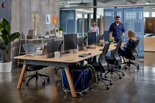 rockwell unscripted sawhorse workbench regeneration by knoll mobile storage bin canvas bin modular storage creative wall filzfelt hanging panels sapper xyz monitor arm workstations touchdown individual work task chair work chair