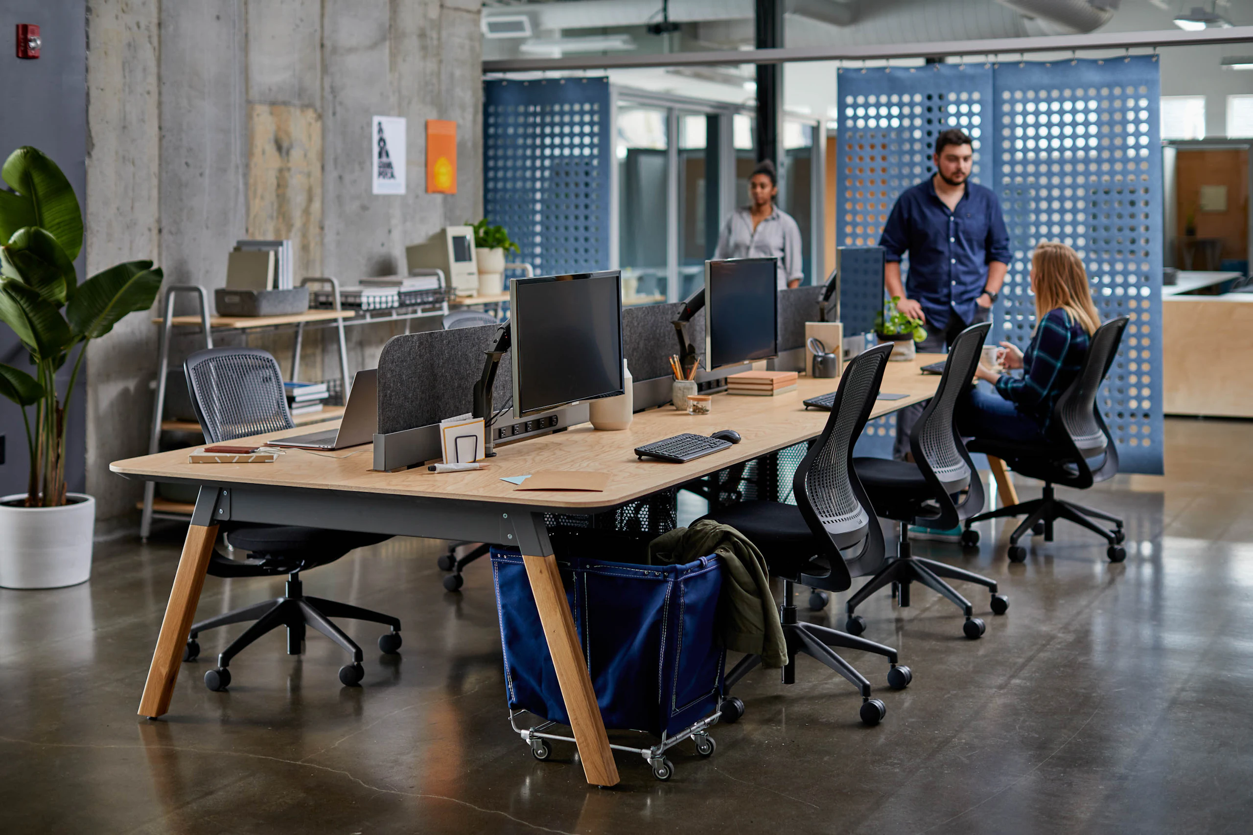 rockwell unscripted sawhorse workbench regeneration by knoll mobile storage bin canvas bin modular storage creative wall filzfelt hanging panels sapper xyz monitor arm workstations touchdown individual work task chair work chair