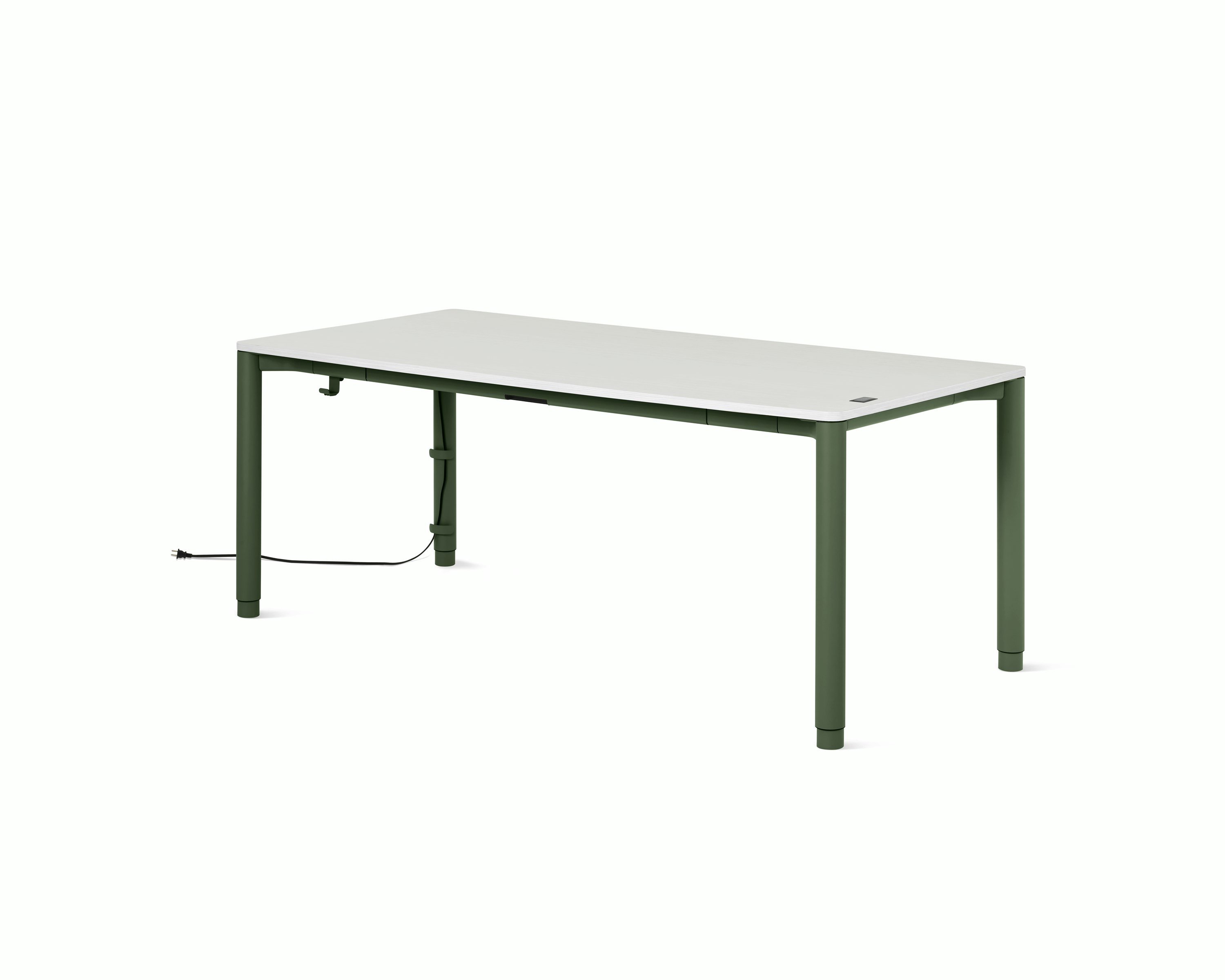 Spout S2S Table - 36" x 72"",  Laminate Studio White,  Olive,  With Cable Tray,  With Storage Drawer,  Standard Height"
