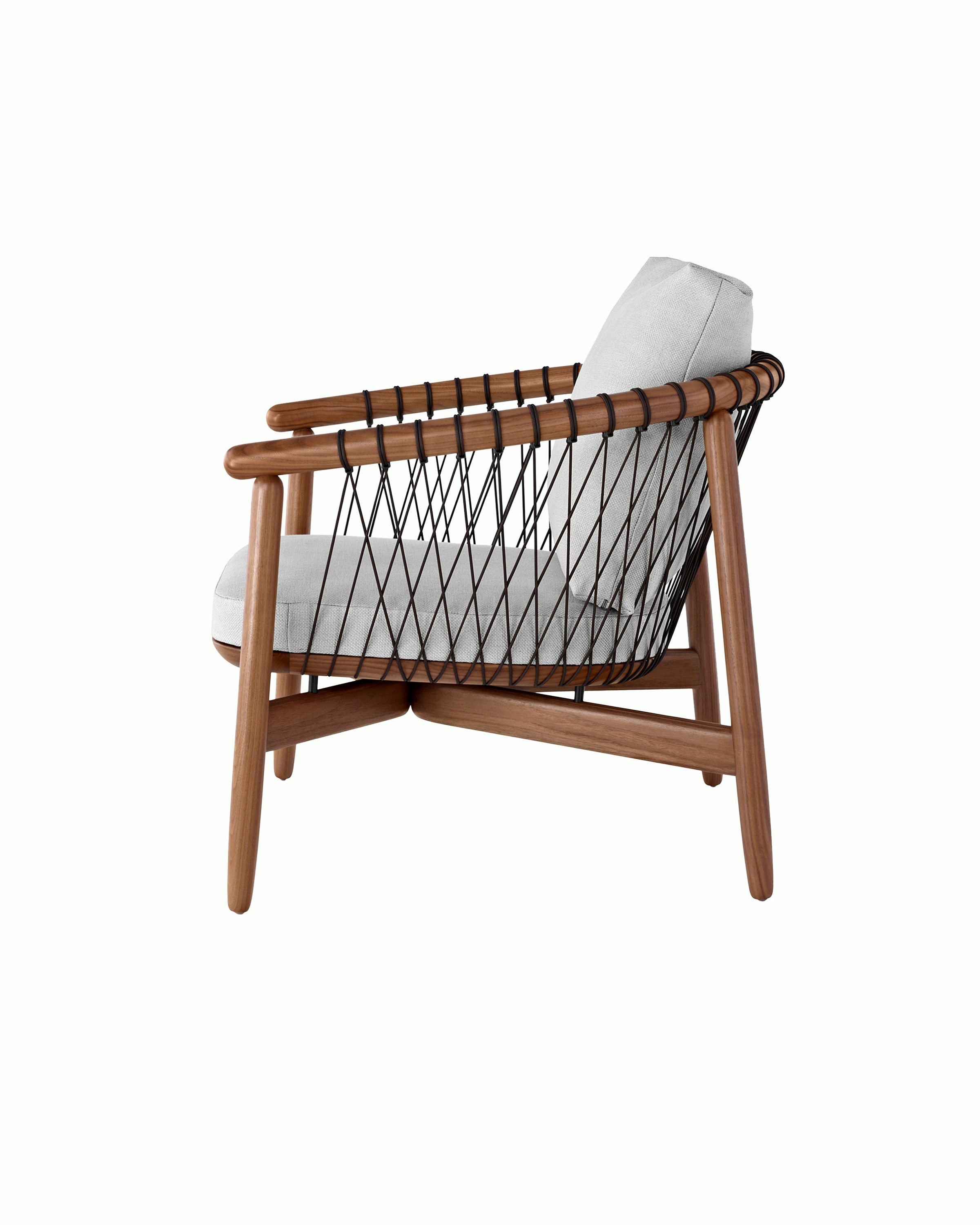 Profile view of the Crosshatch Chair.