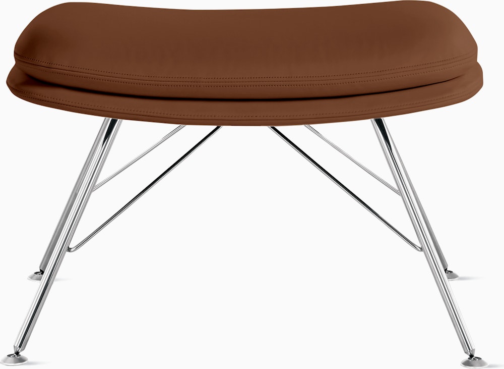 Striad Ottoman in Wire Base Trivalent Chrome Prone Leather,  Ledge