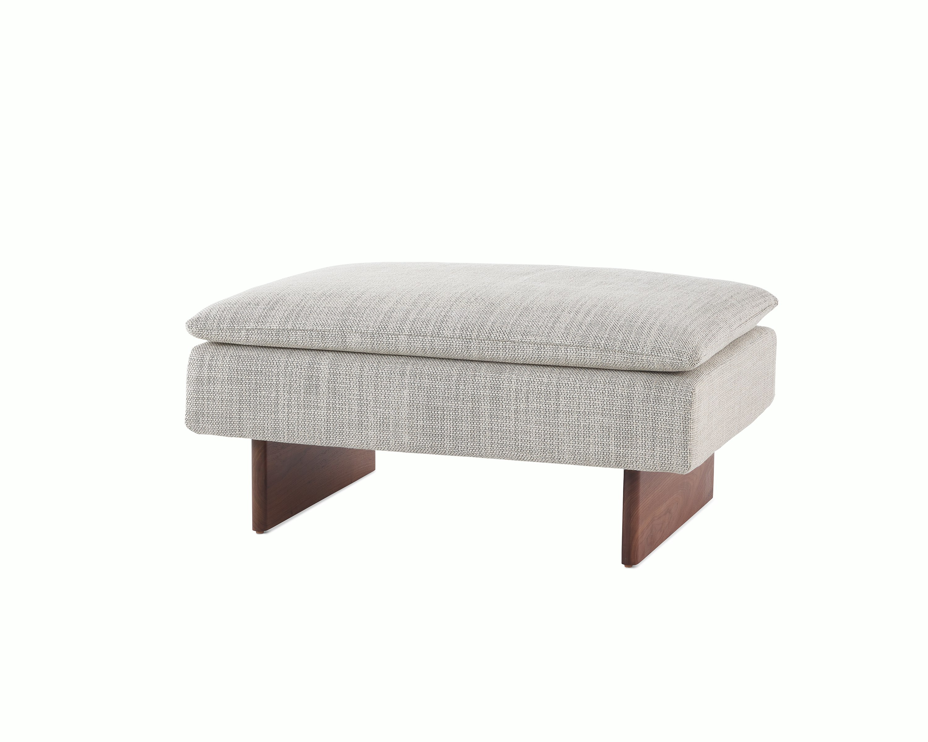 Mantle Ottoman in Capri Stone with Walnut Wood Base.