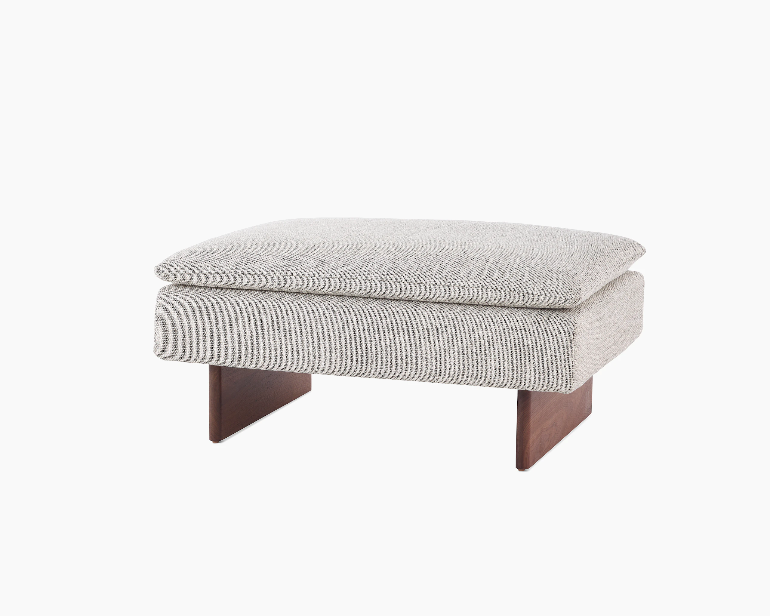 Mantle Ottoman in Capri Stone with Walnut Wood Base.