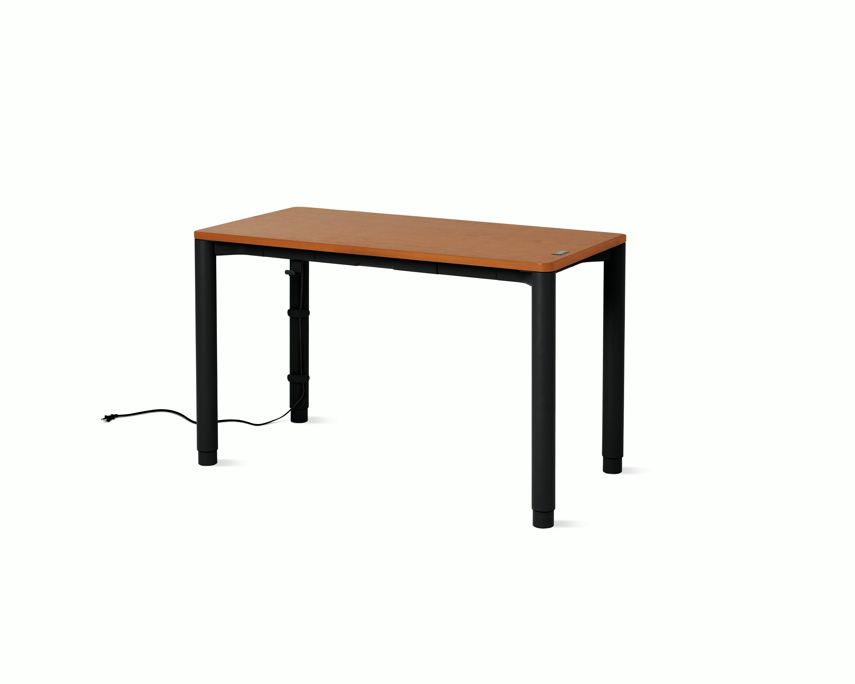 Spout S2S Table - 24" x 48"",  Veneer Walnut,  Ultra Black,  With Cable Tray,  With Storage Drawer,  Standard Height"