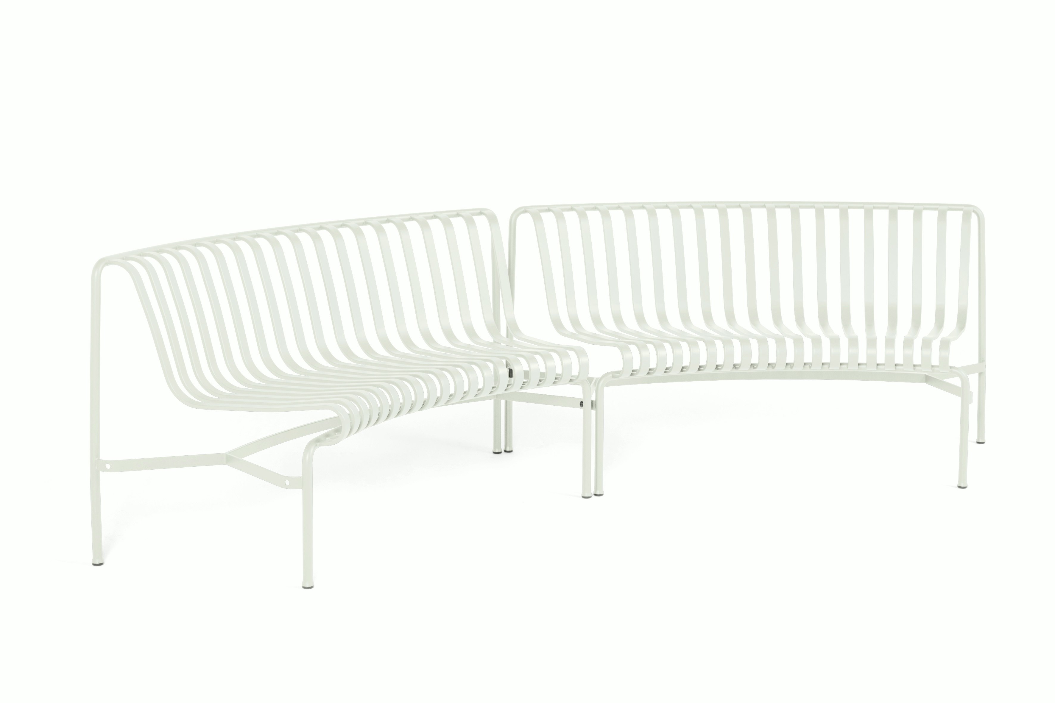 Palissade Park Dining Benches, Set of 2 - Metal, White