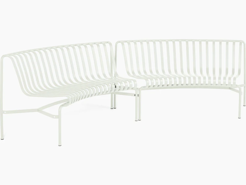 Palissade Park Dining Benches, Set of 2 - Metal, White
