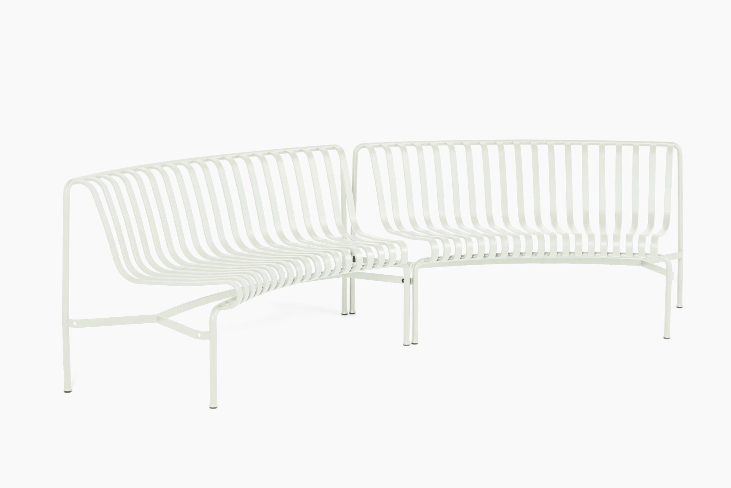 Palissade Park Dining Benches, Set of 2 - Metal, White