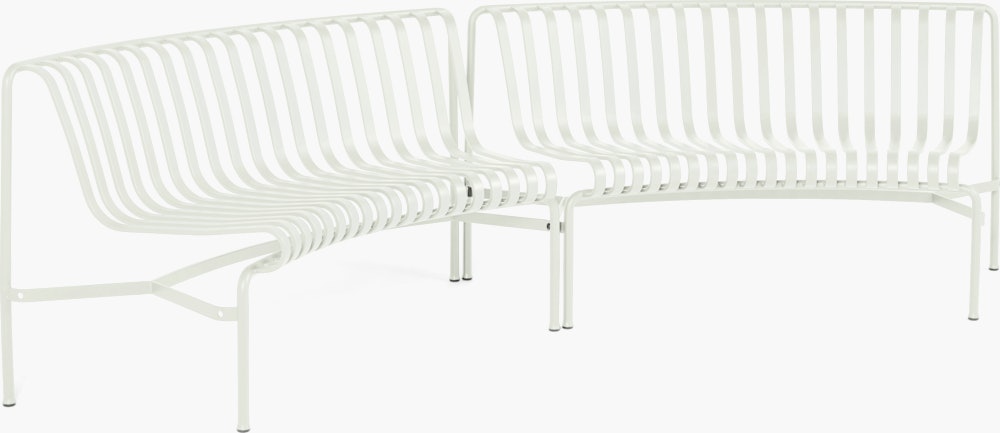 Palissade Park Dining Benches, Set of 2 - Metal, White