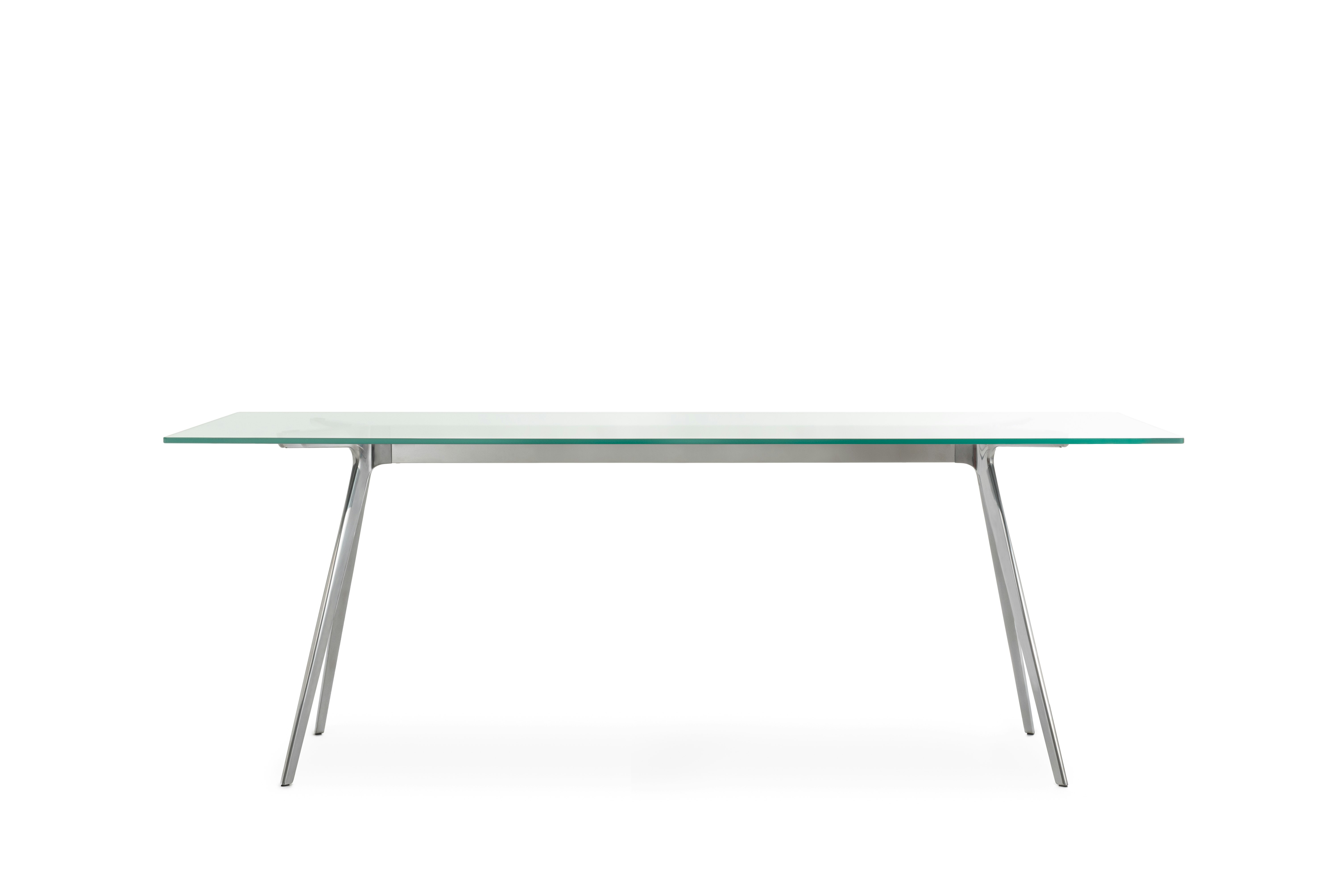 Baguette Table - 33 x 80,  Glass and Polished Aluminum