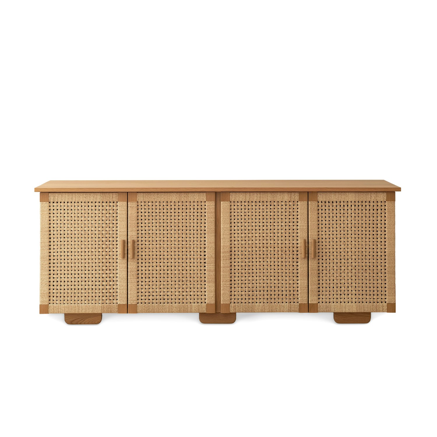 Woven Credenza - 4 Door, Oak