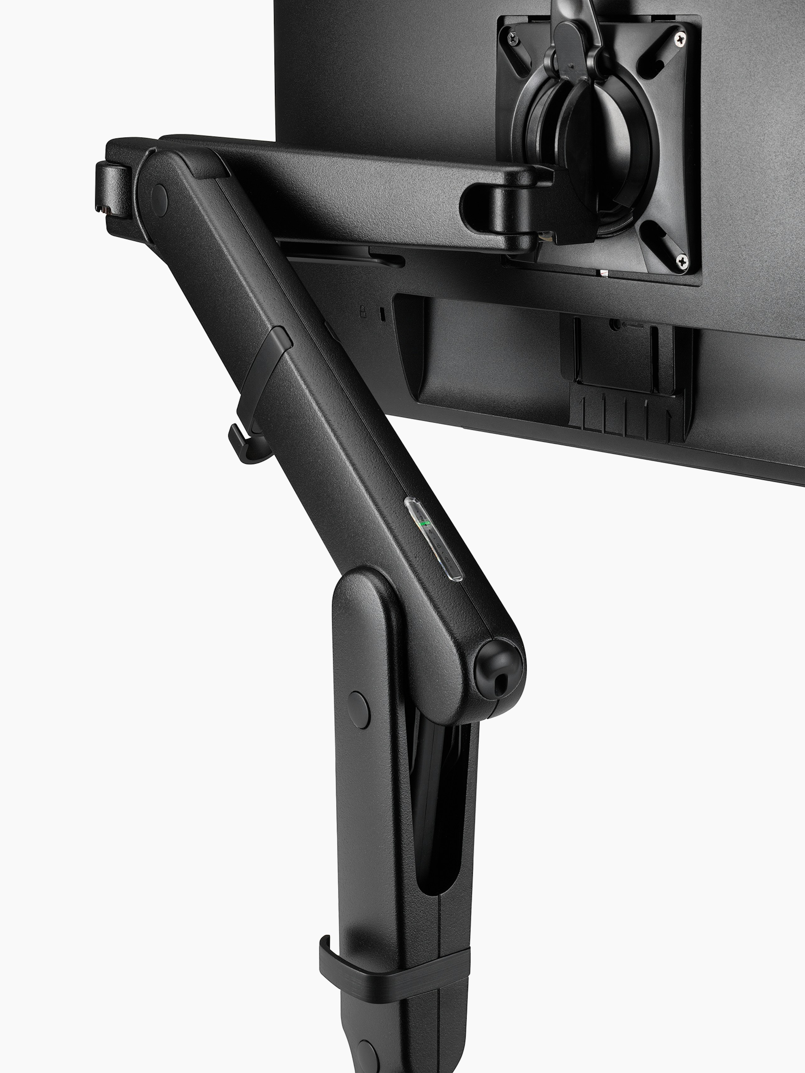 Ollin single monitor arm black viewed from the back