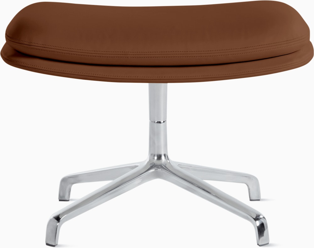 Striad Ottoman in 4-Star Base Polished Alumium Prone Leather,  Ledge