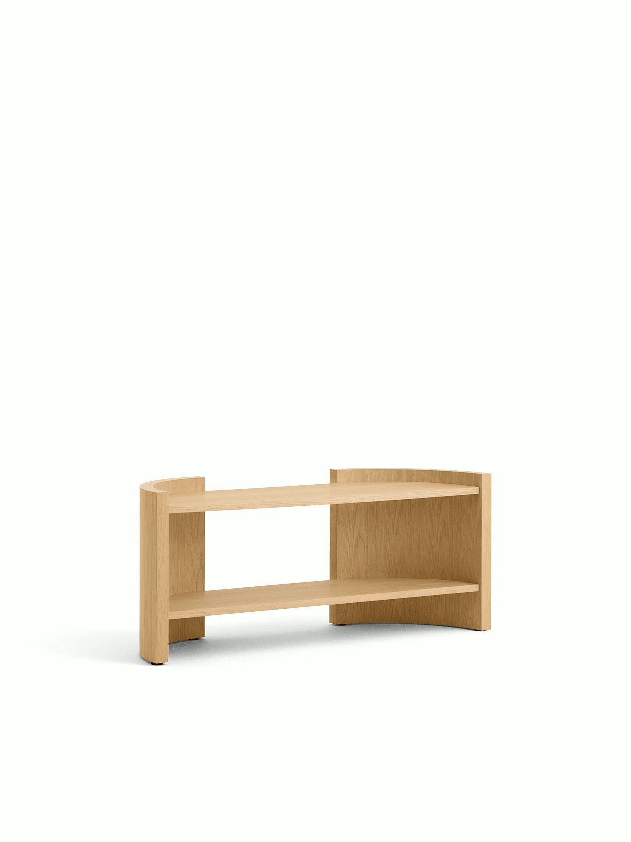 Crescent Shelving in Low viewed at an angle