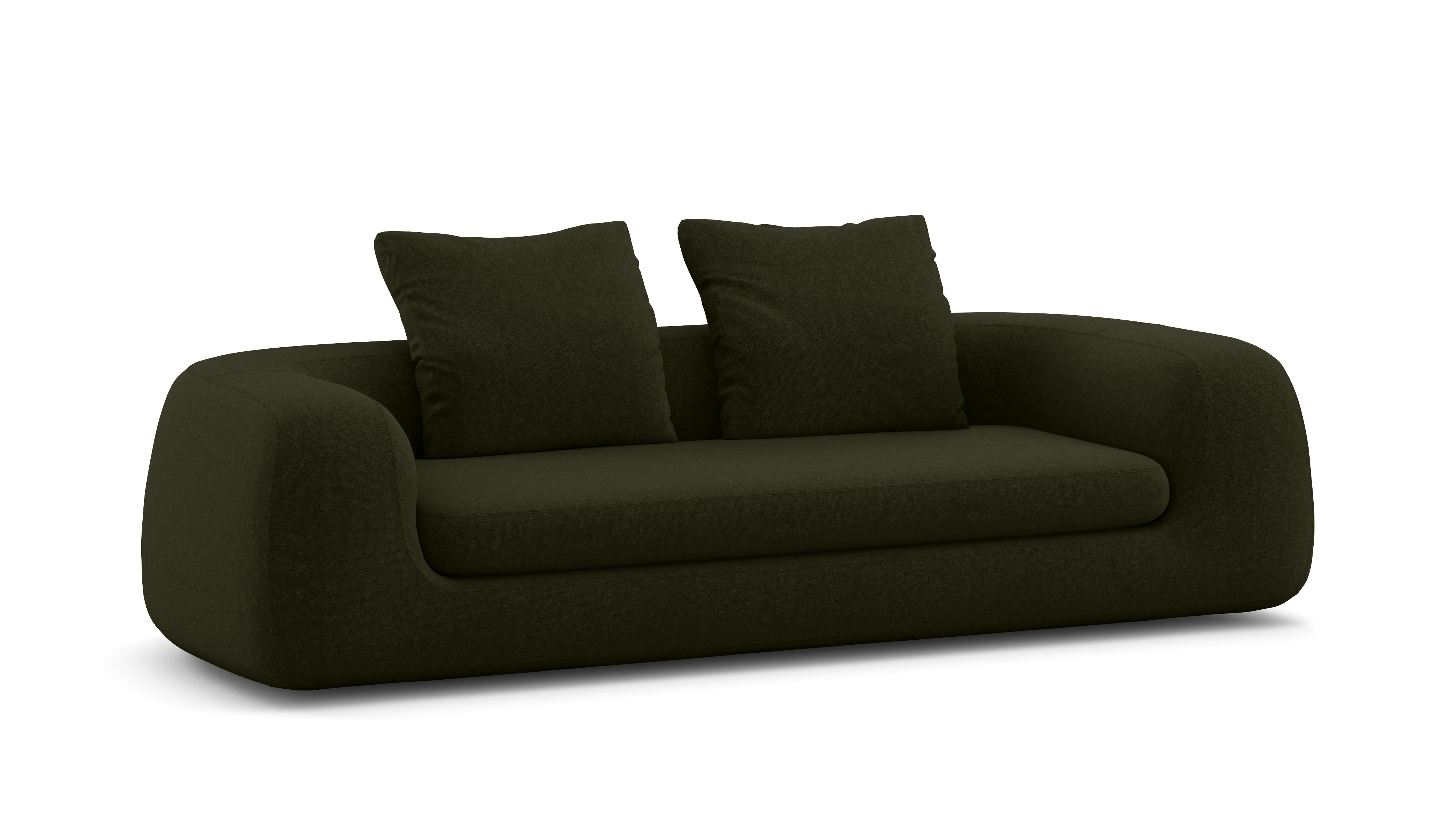 A Atlason Americano Sofa in Olive viewed from an angle.
