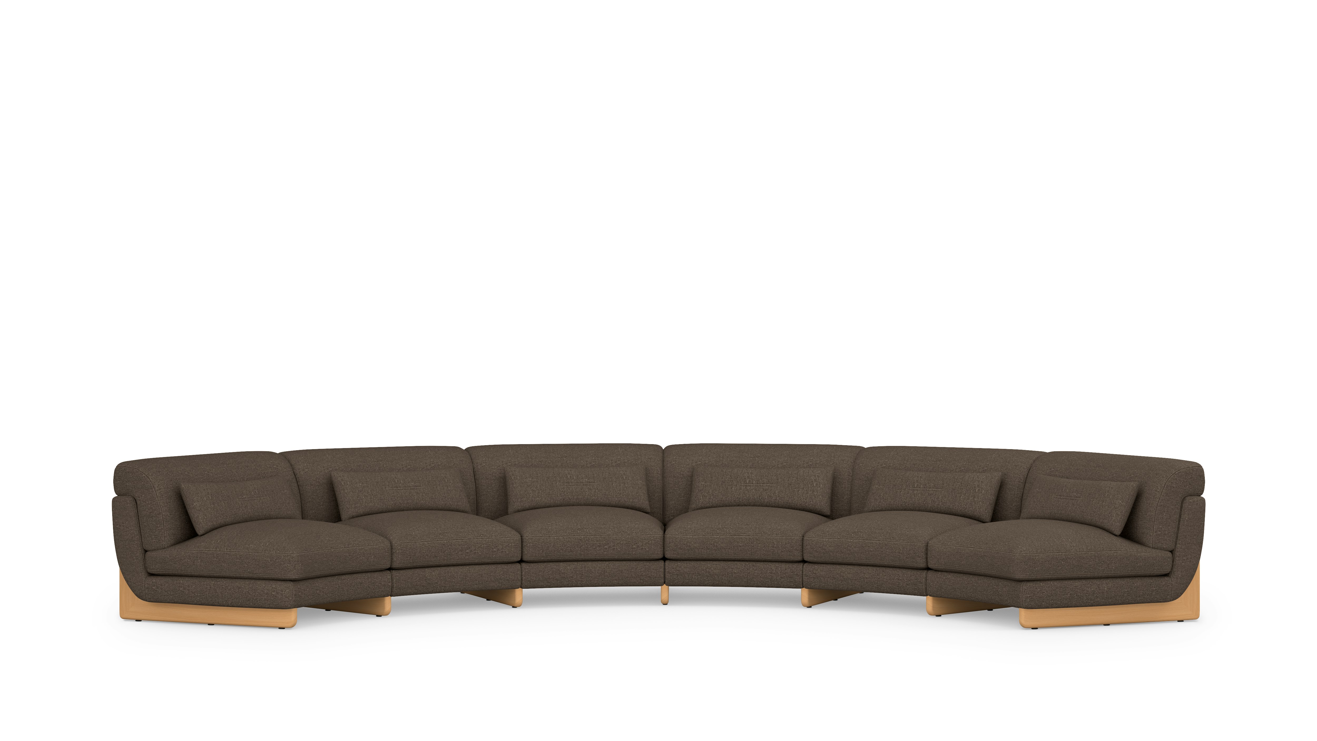 Contra Wedge Sectional - 6 Seat, Album Linen, Espresso, Oak