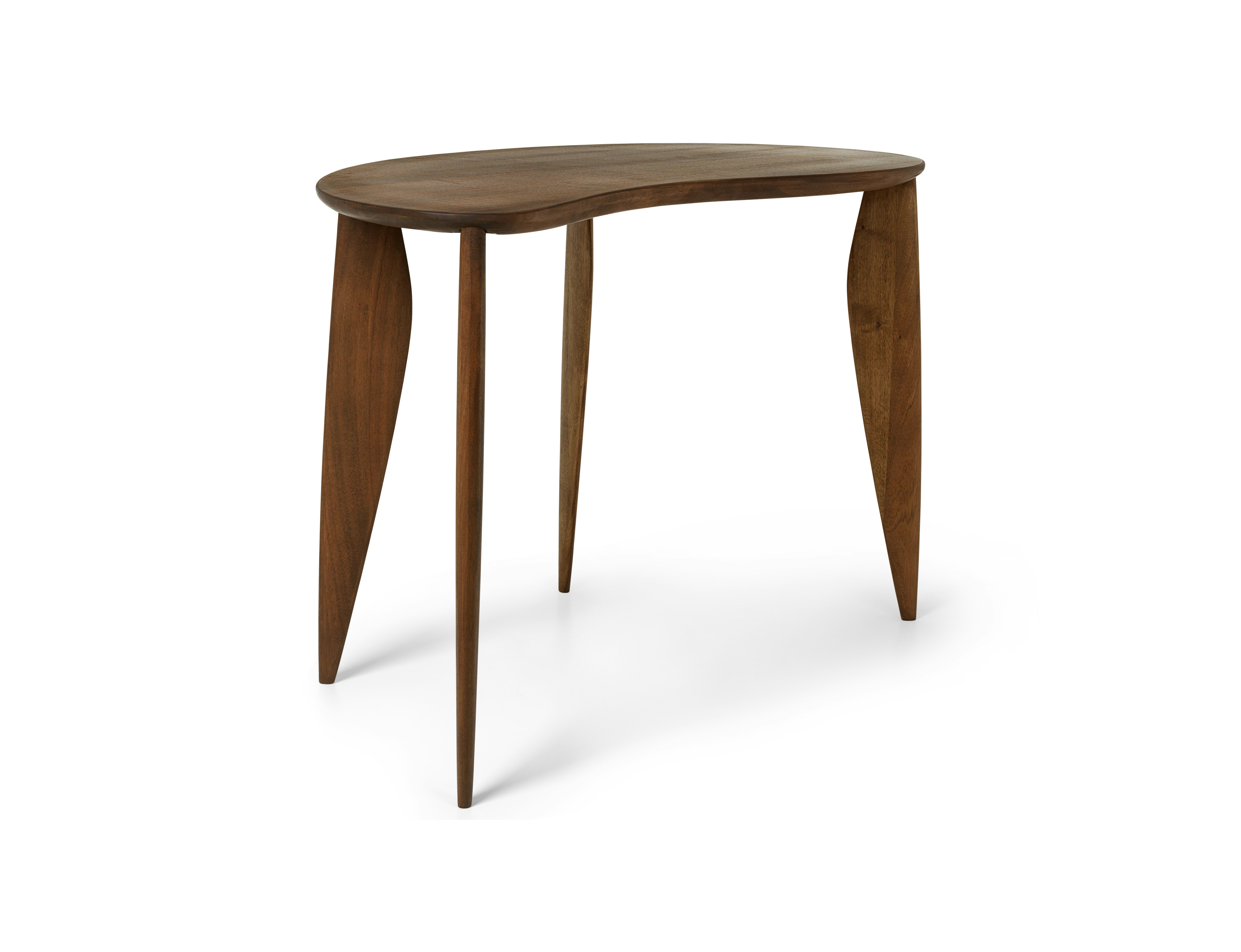A Feve Desk in Walnut viewed from an angle.