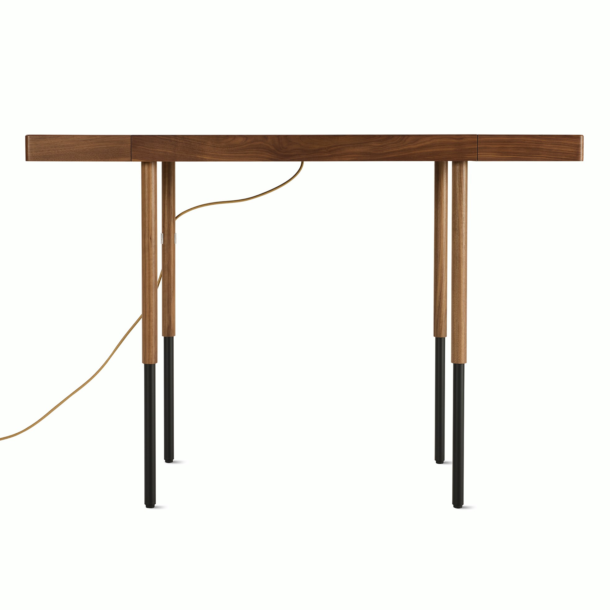 A detailed look at New Canaan Wood Sit-to-Stand Desk in Walnut.