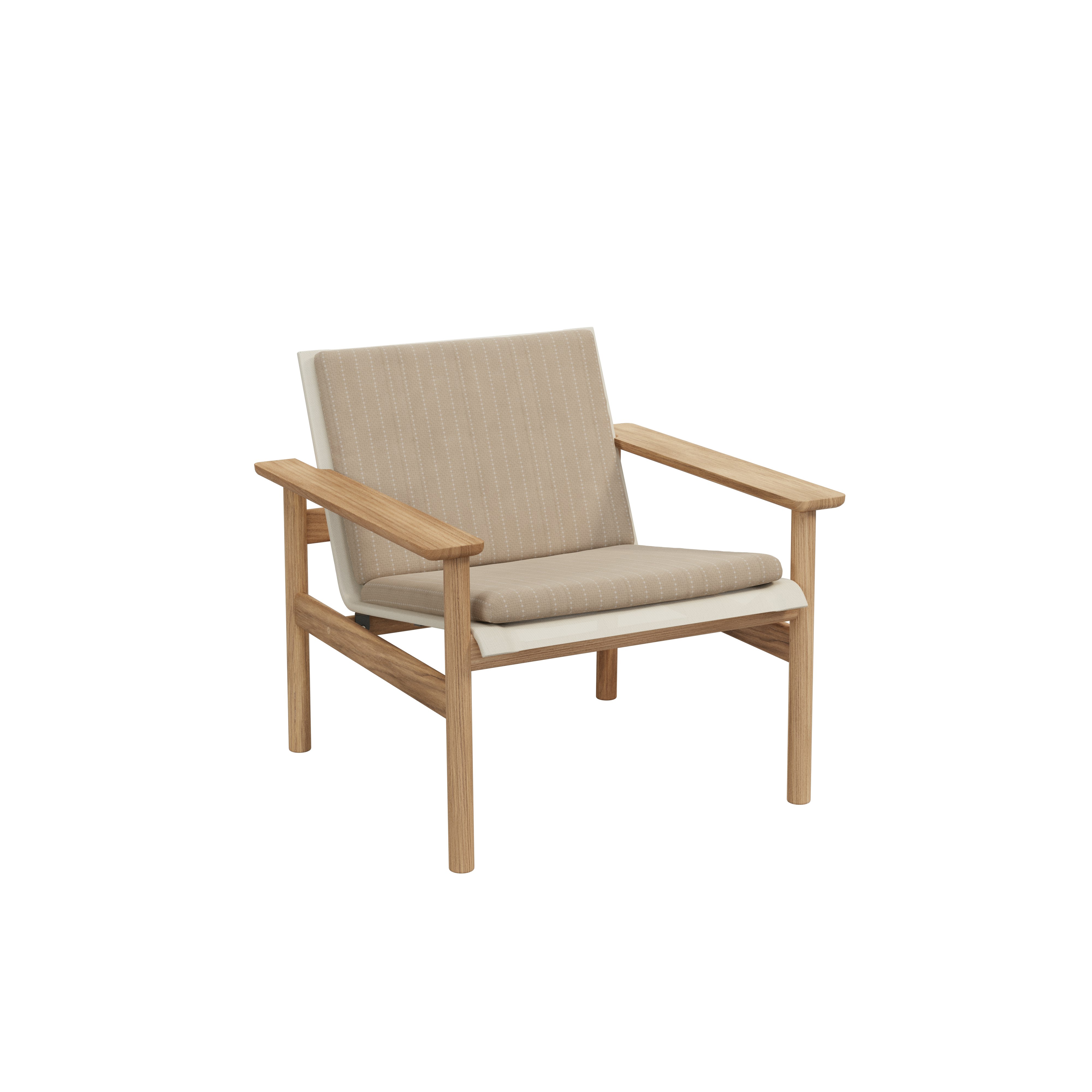 A Pelagus Lounge Chair Cushion in Sand viewed from an angle.