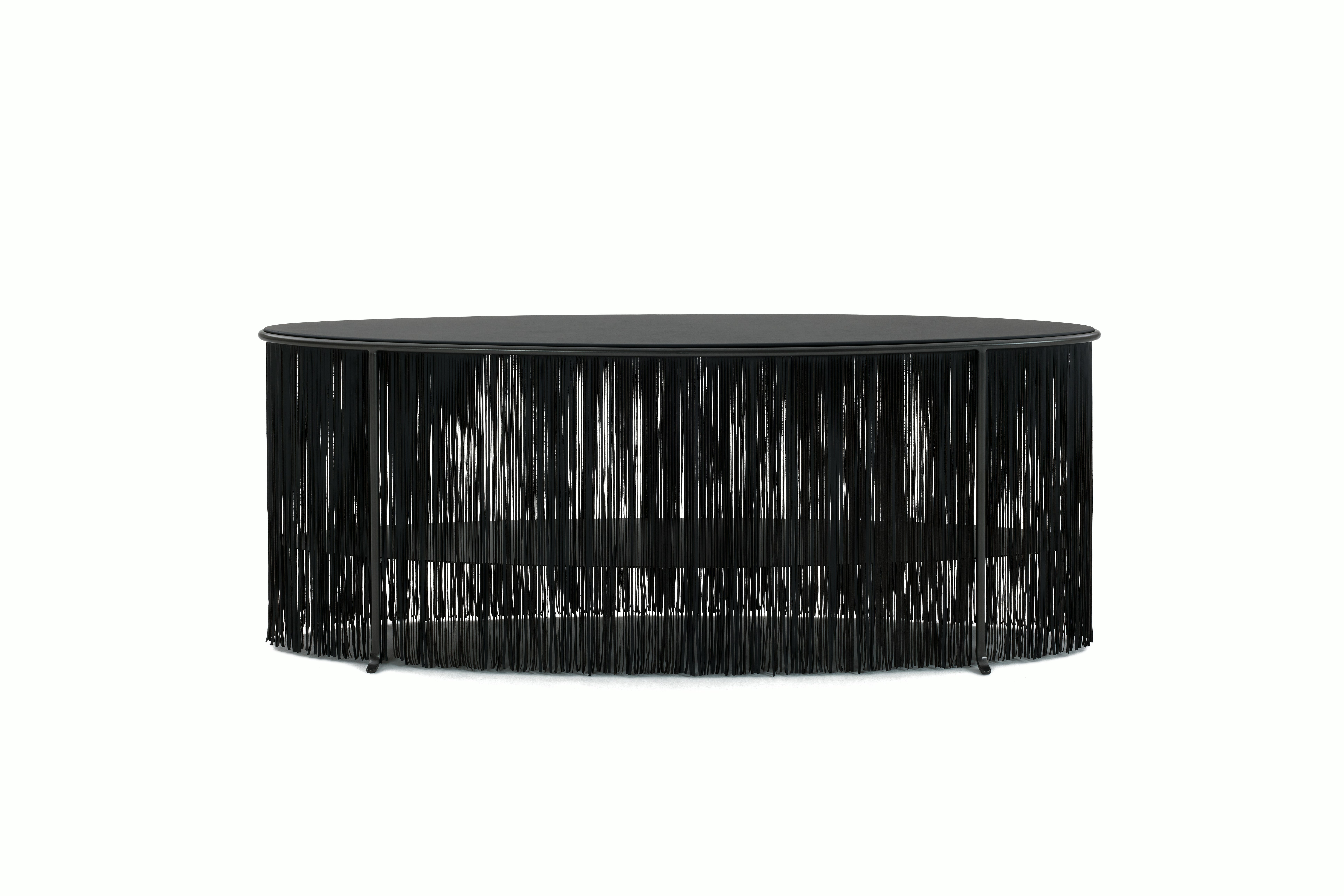 A Dozie Console Table in Manganese Metallic viewed from the front.