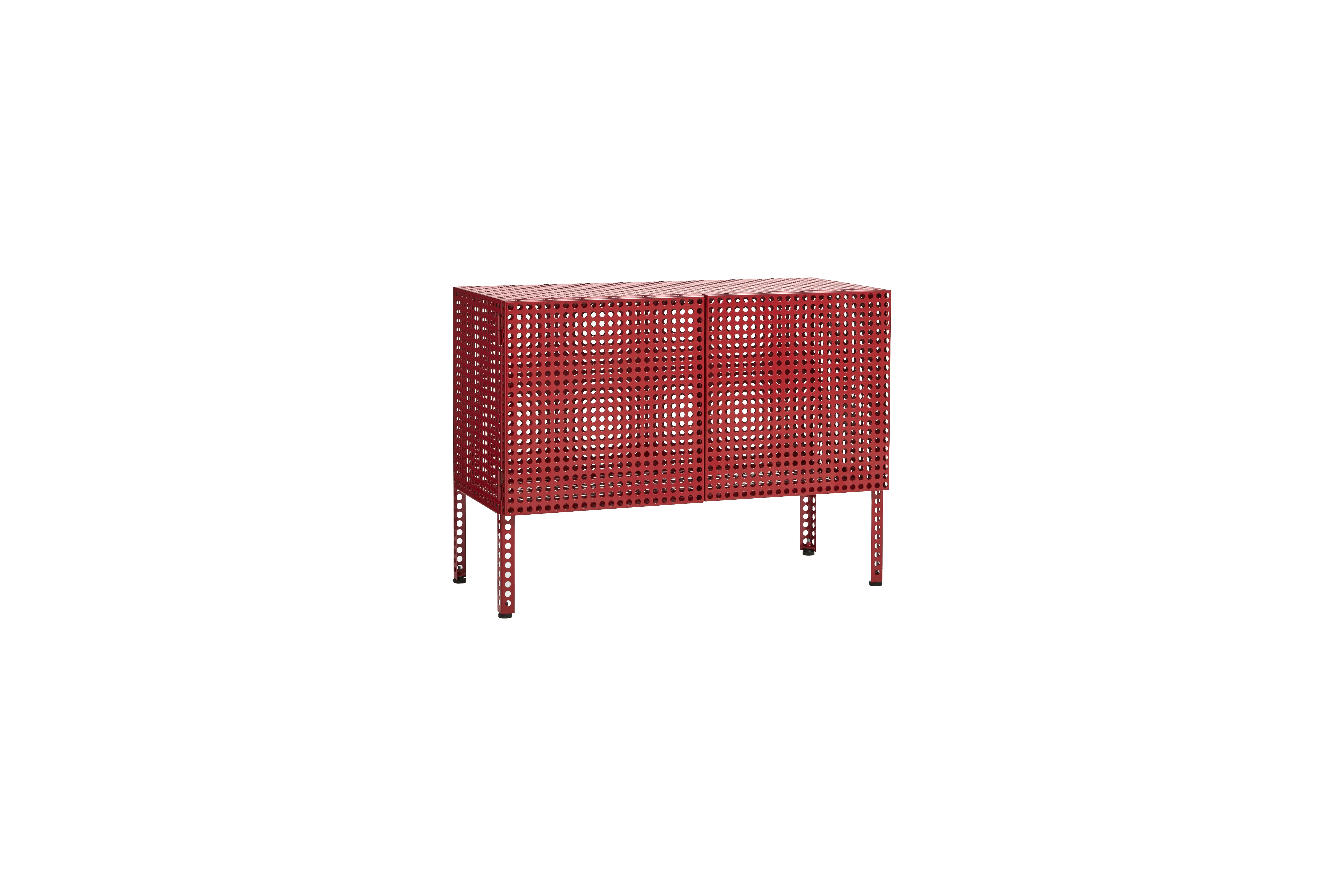 Perforated Small Cabinet - Small, Wine Red