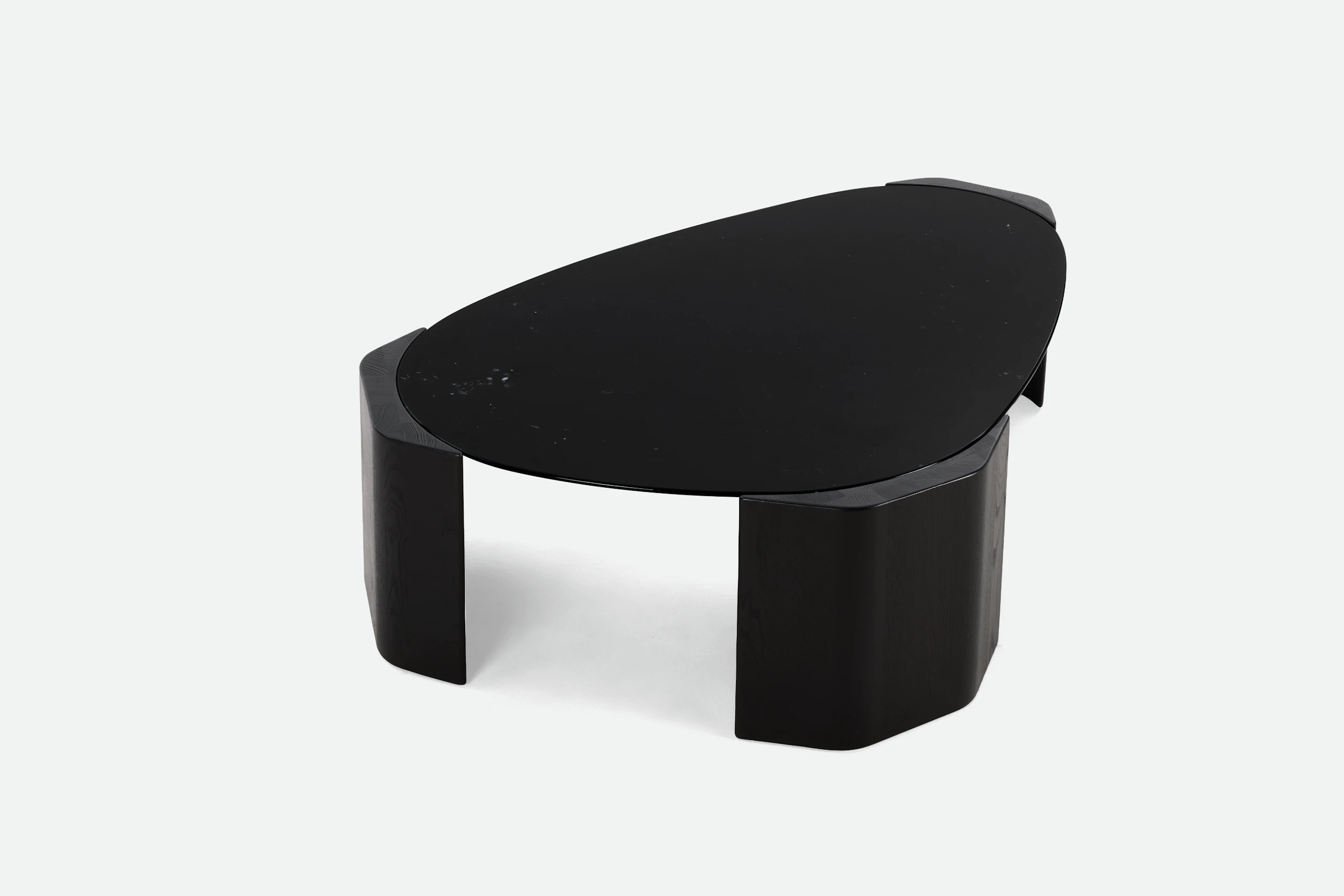Atlason Organic Slab Coffee Table - Teardrop, 60", Cipollino Ondulato Marble, Black Ash.