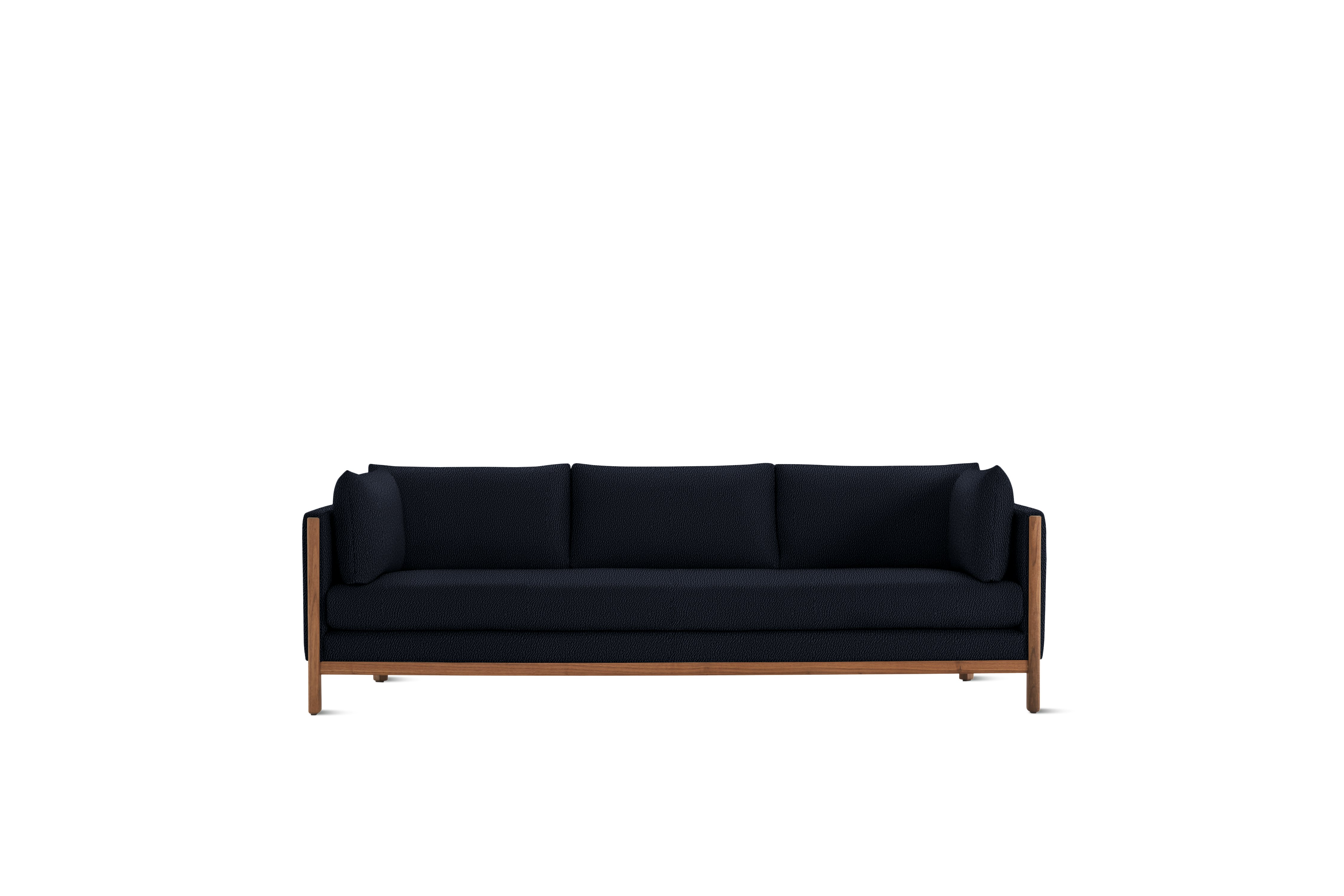 Emmy Sofa, 92 In, Turf, Dark Blue, Walnut