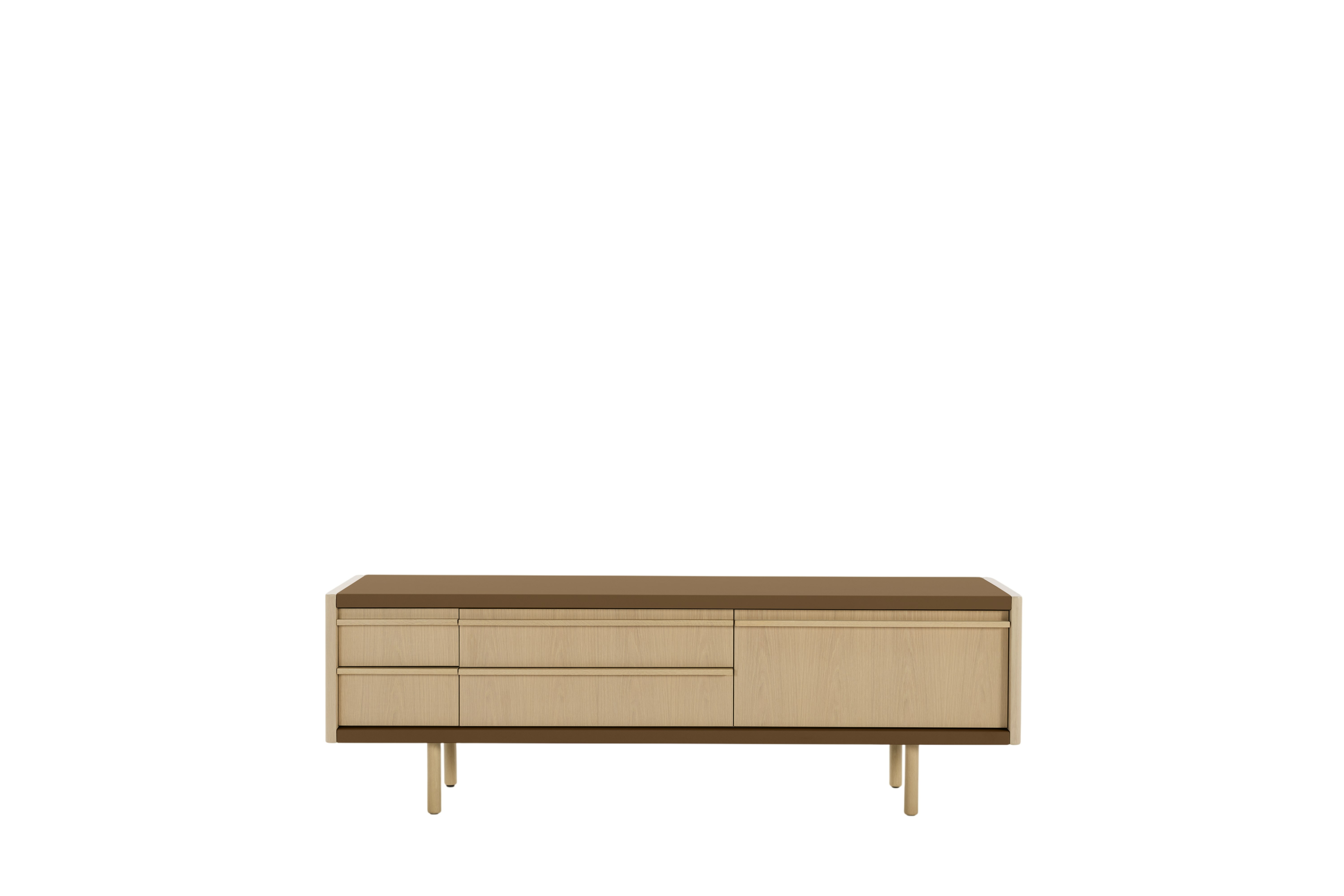New Canaan Media Unit - Oak, Bristol Leather, Desert