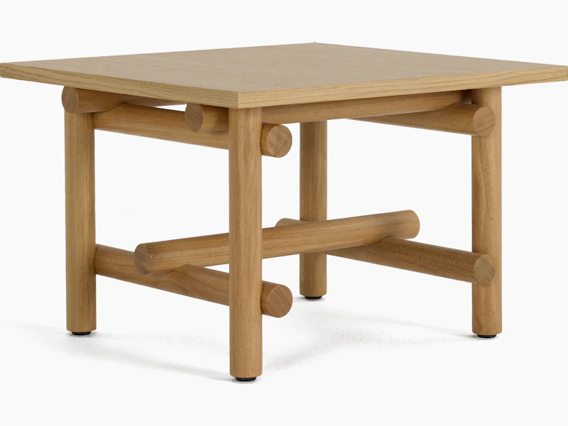 A Muecke Side Table in White Oak viewed from an angle.