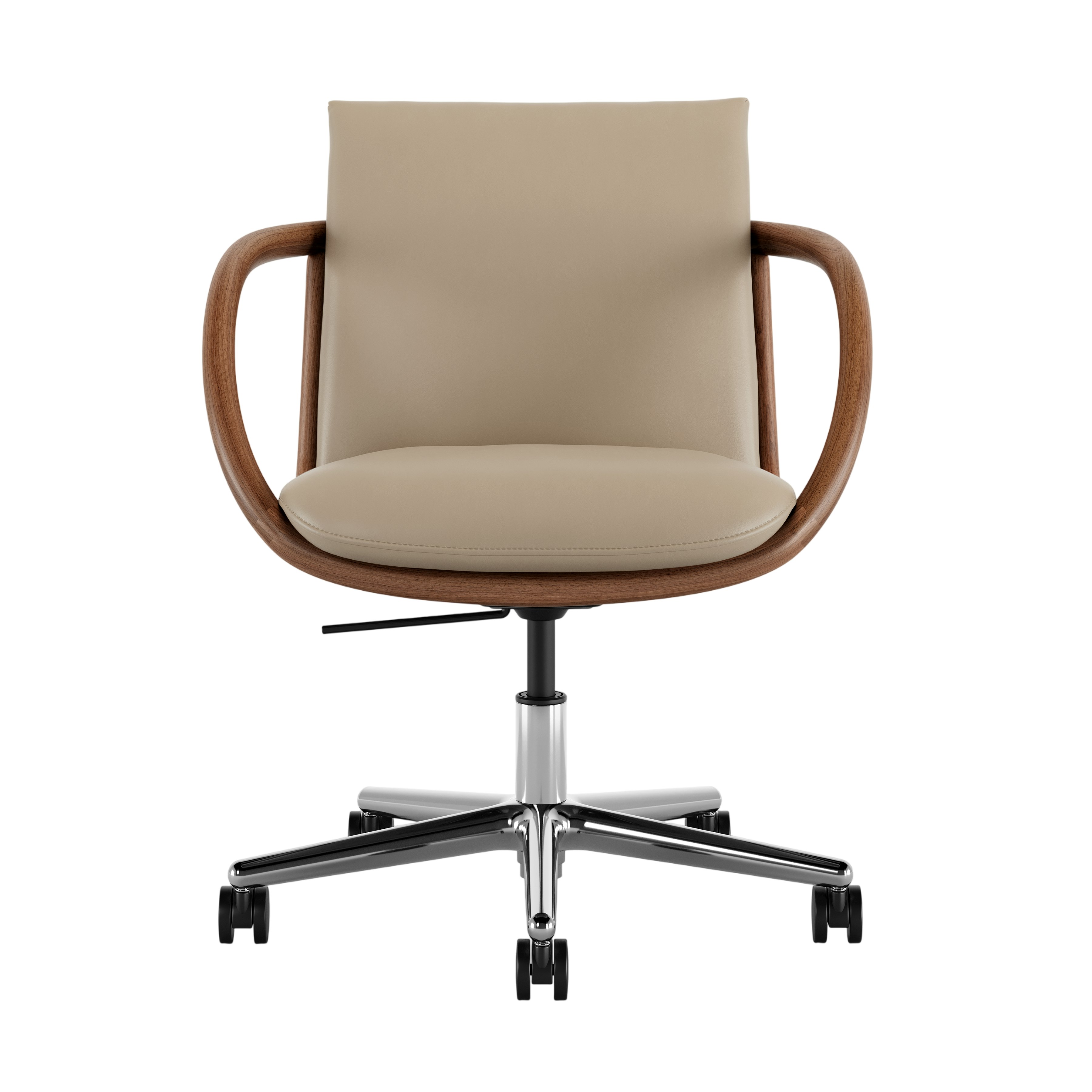Full Loop Task Chair - Bristol Leather Champagne,  Walnut,  Polished Aluminum
