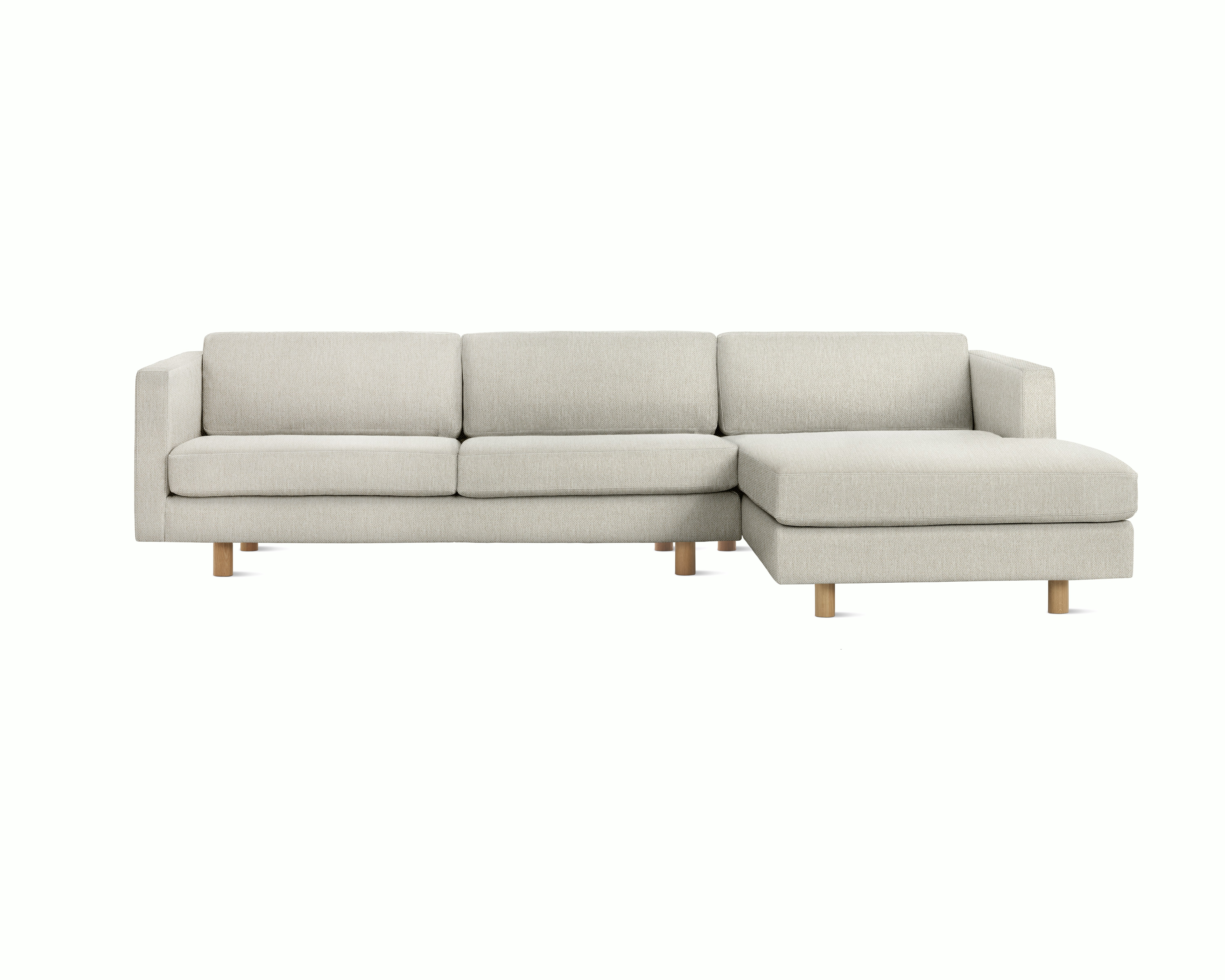 A Lispenard Chaise Sectional in Mode, Shell viewed from the front.