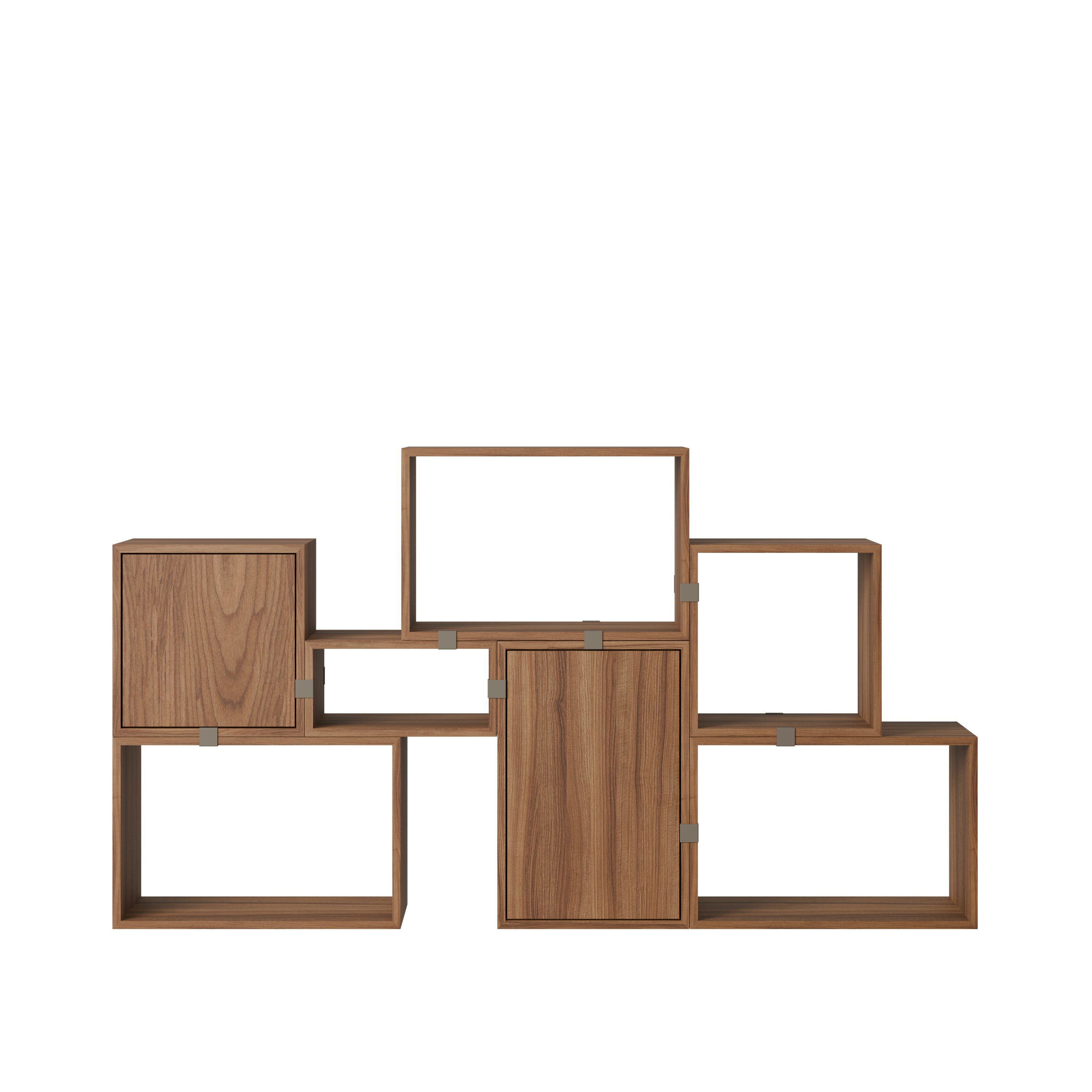 Stacked Storage Bookcase - Configuration 6, Walnut, No Base
