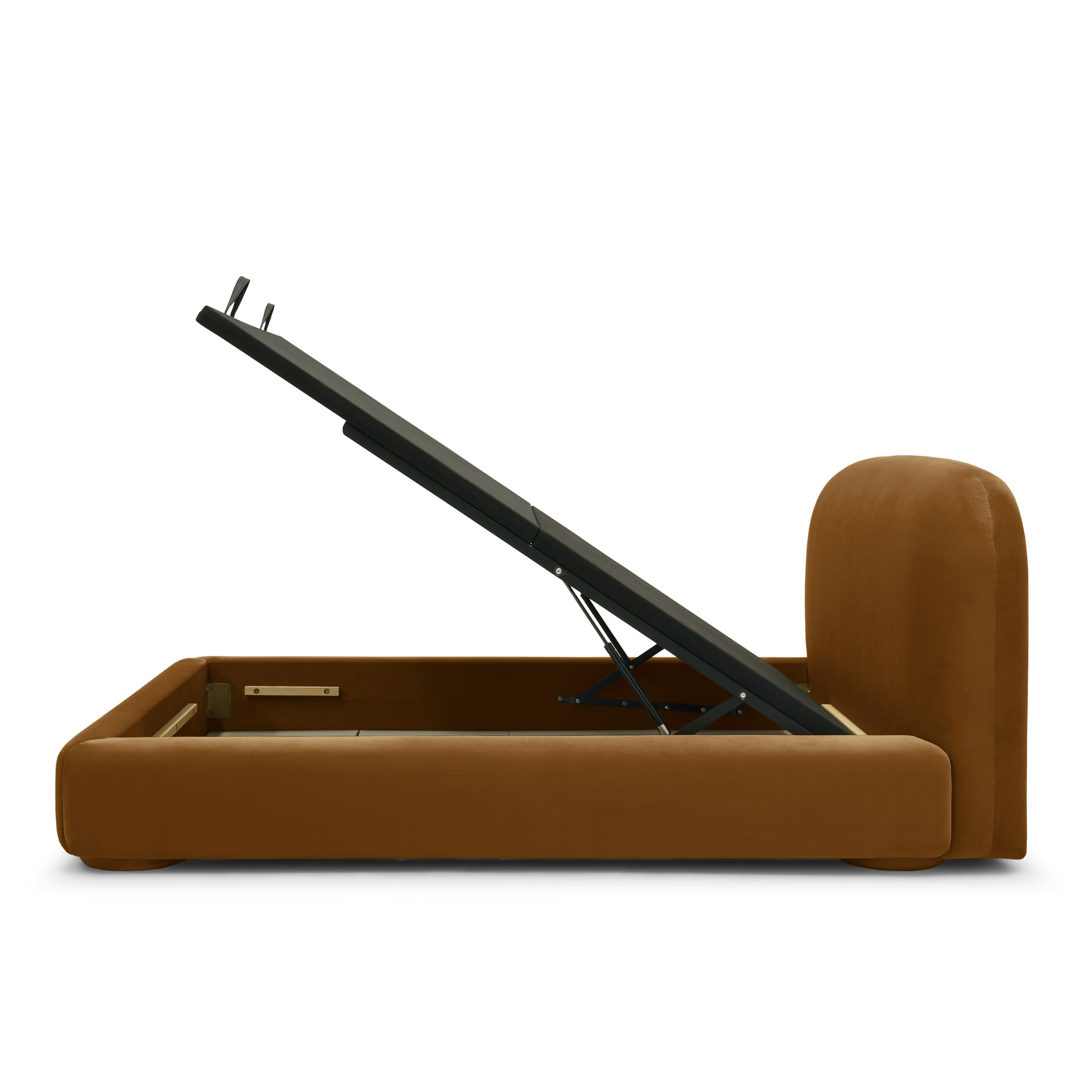 Lull Bed - King, Storage, Fabric, SE Malibu Velvet, Cognac