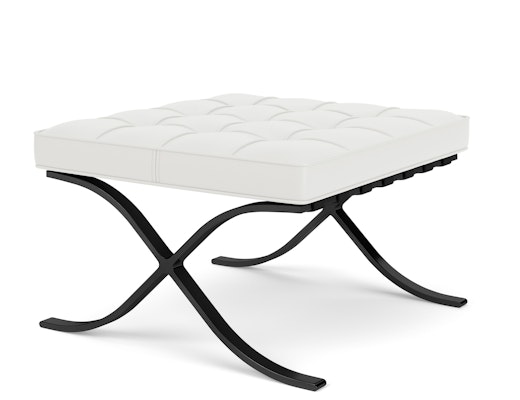 Barcelona Stool in Sabrina Leather - White, Onyx Ultra Matte Barcelona Stool