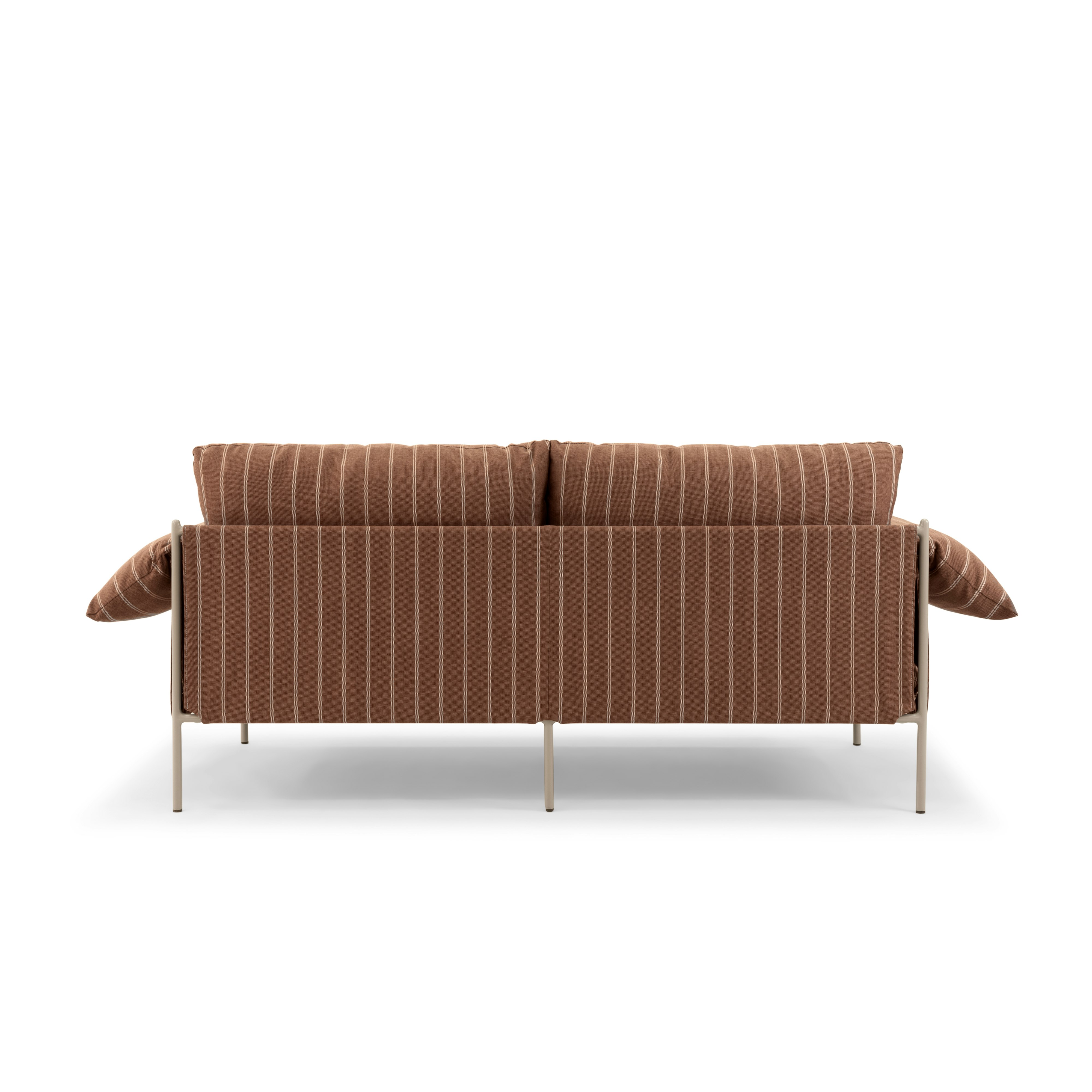 An Alva Outdoor Sofa in Terrarossa viewed from back