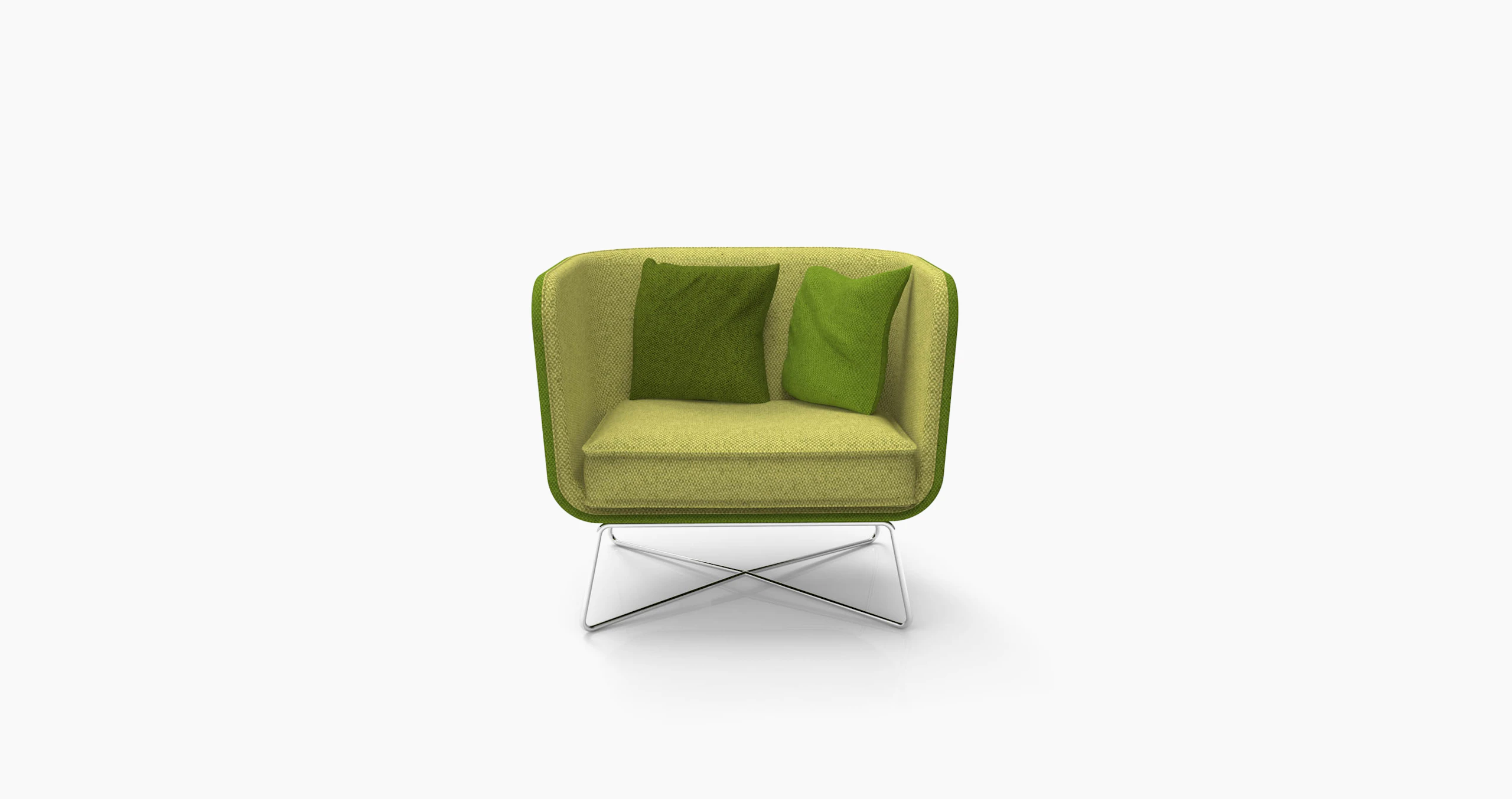 Club Chair, Lounge, Rockwell Unscripted, Seating, Split Upholstery, chrome, wire base