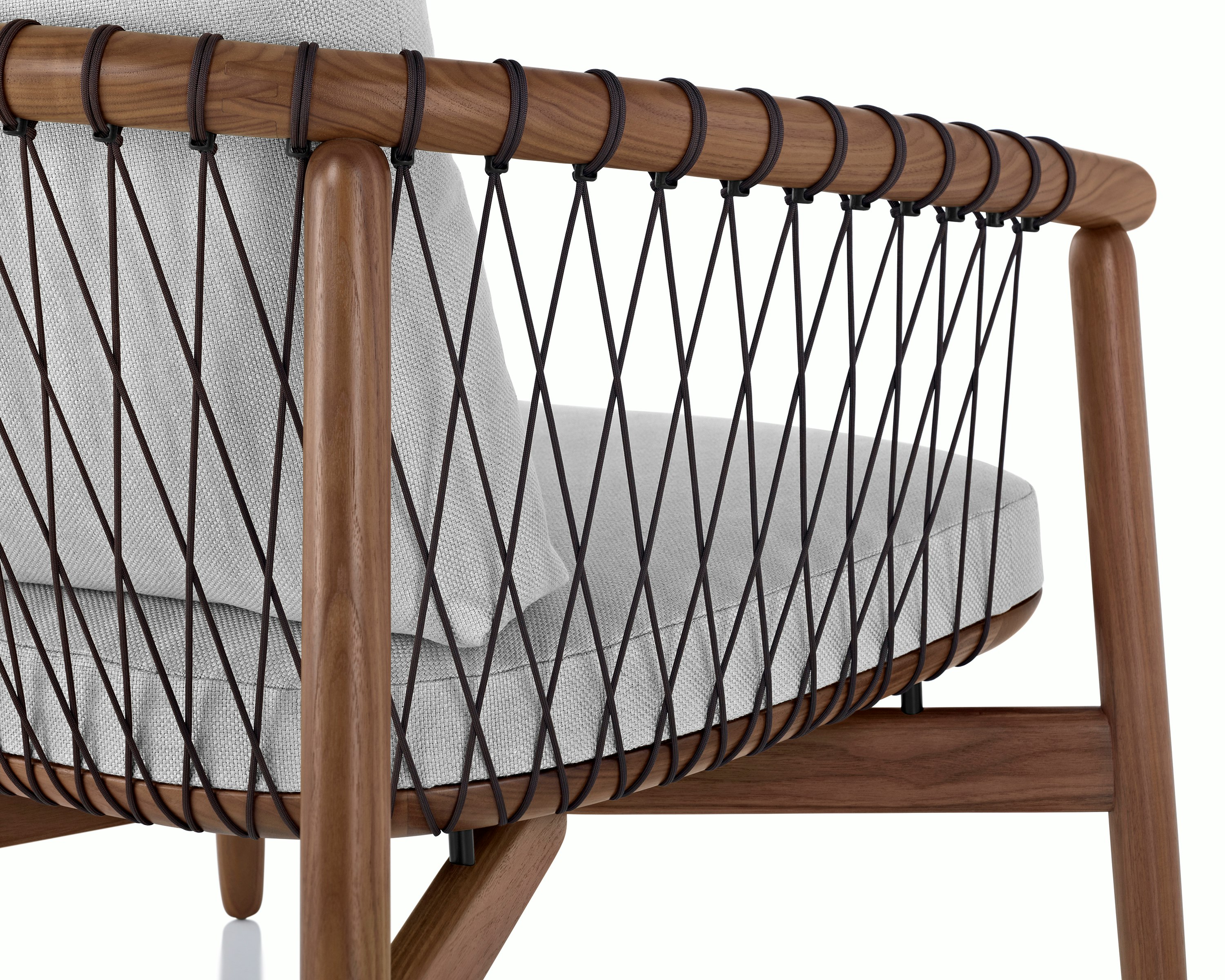 Close up of the parachute cords on the Crosshatch Chair.