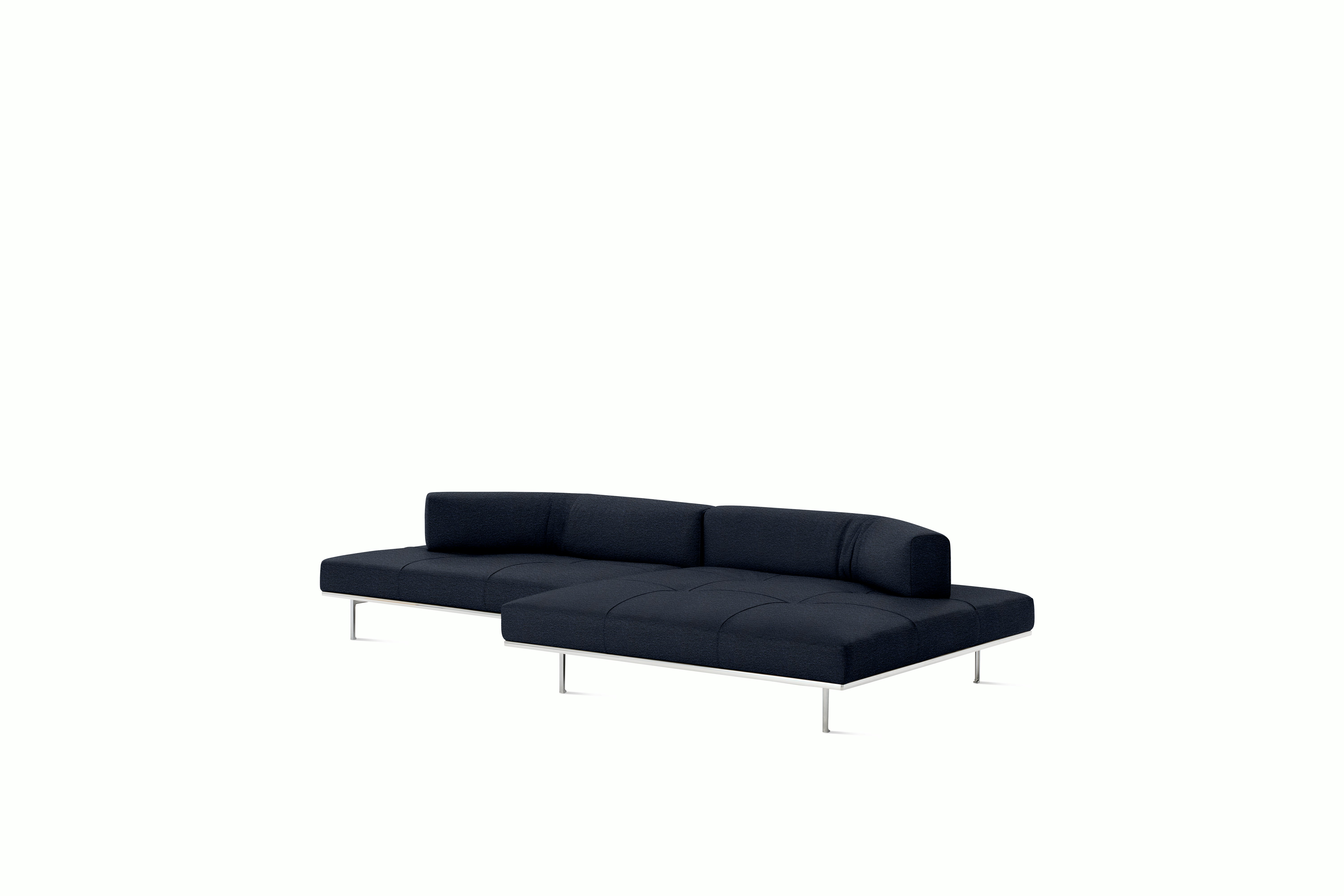 Matic Sectional- MH12 Config - Chaise Sectional,  Left,  Quilted,  Curly,  Blue,  Chrome