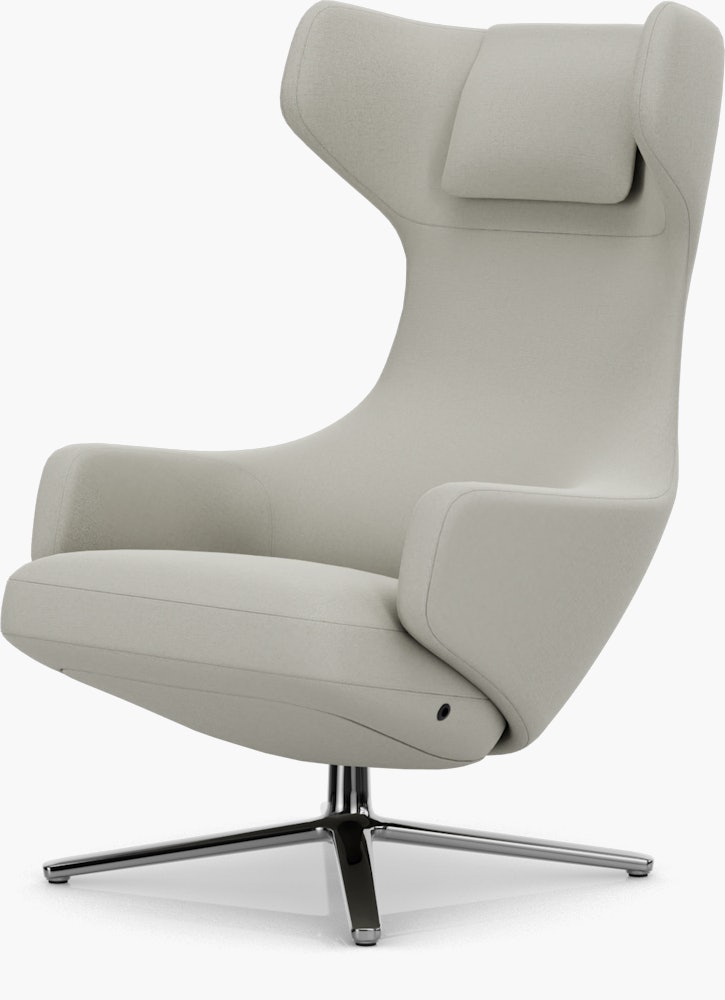 Grand Repos Lounge Chair - Hola, Pearl, Polished Aluminum